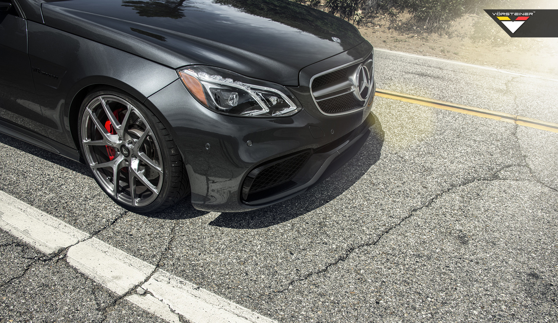 Aftermarket LED Headlights on Black Mercedes E Class - Photo by Vorstiner
