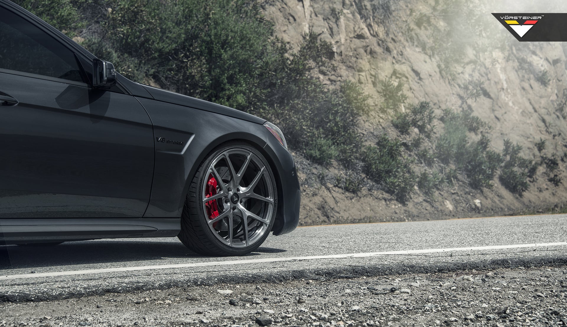 Black Mercedes E Class with Carbon Graphite Vorsteiner Rims - Photo by Vorstiner
