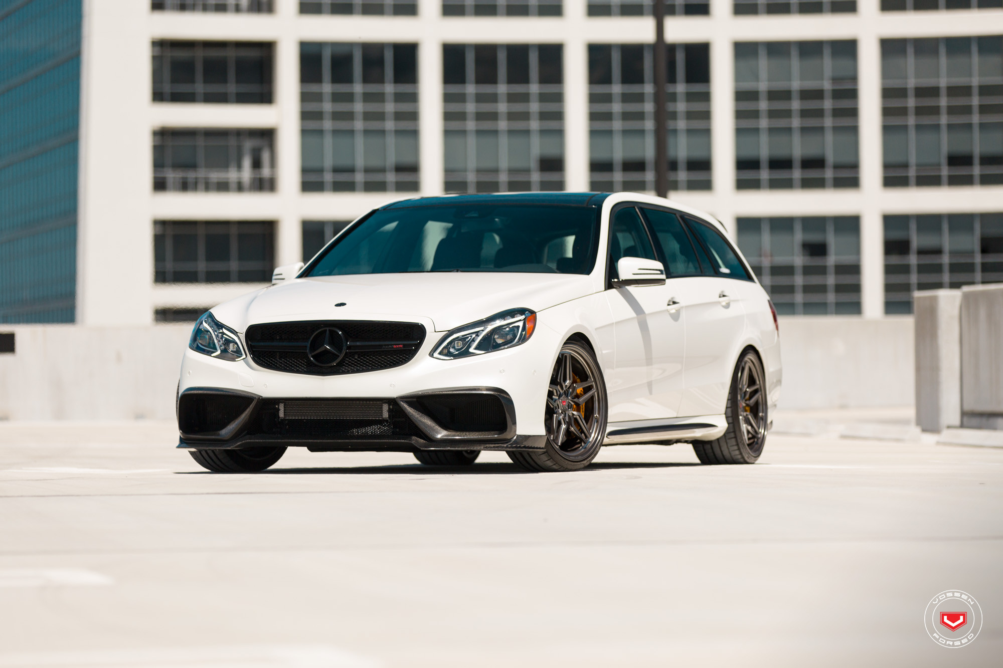 Carbon Fiber Canards on White Mercedes E Class - Photo by Vossen