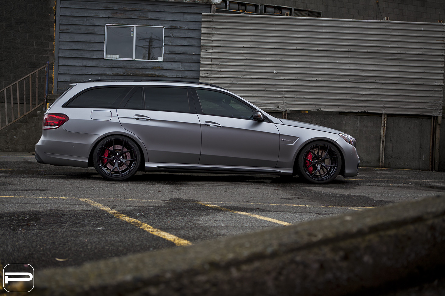 Black Diamond PUR Wheels on Gray Mercedes E Class - Photo by PUR Wheels