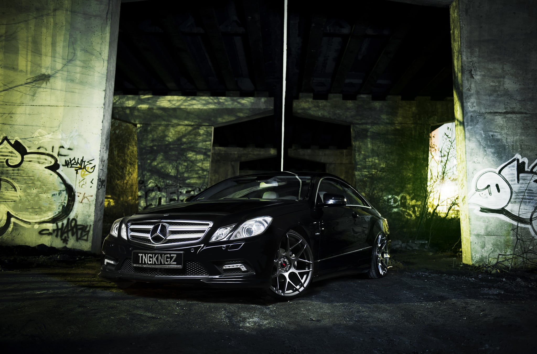 Black Mercedes E Class with Custom Chrome Grille - Photo by JR Wheels