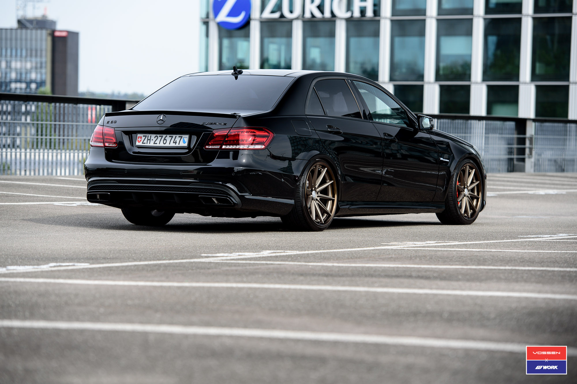 Custom Rear Diffuser on Gloss Black Mercedes E Class - Photo by Vossen