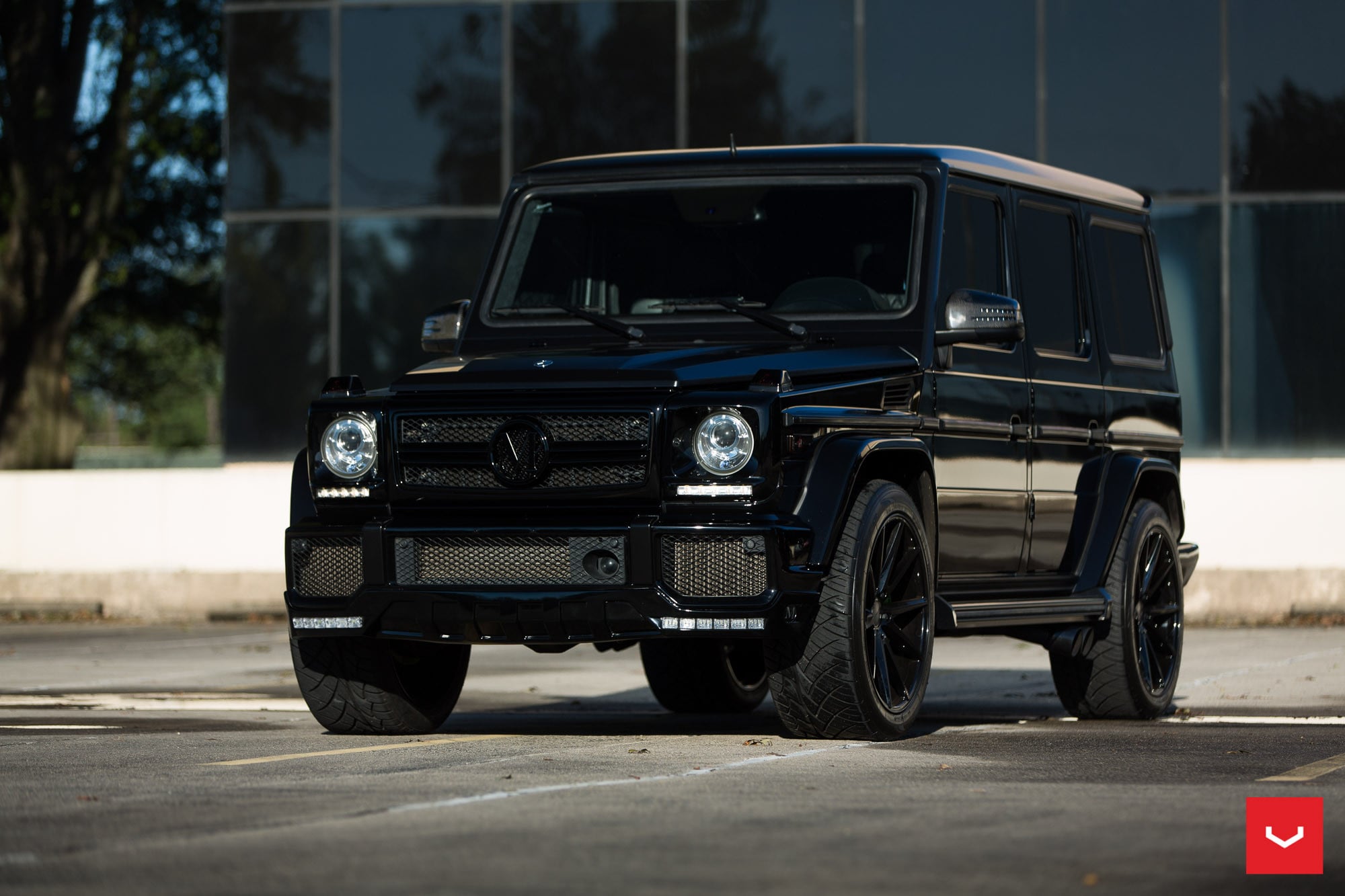 Blacked Out Mercedes G Class with Custom Grille - Photo by Vossen