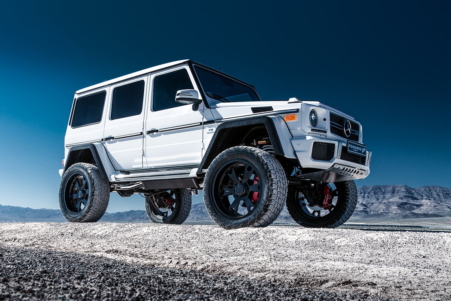 White Mercedes G Class with Polished Bumper Guard - Photo by Forgiato