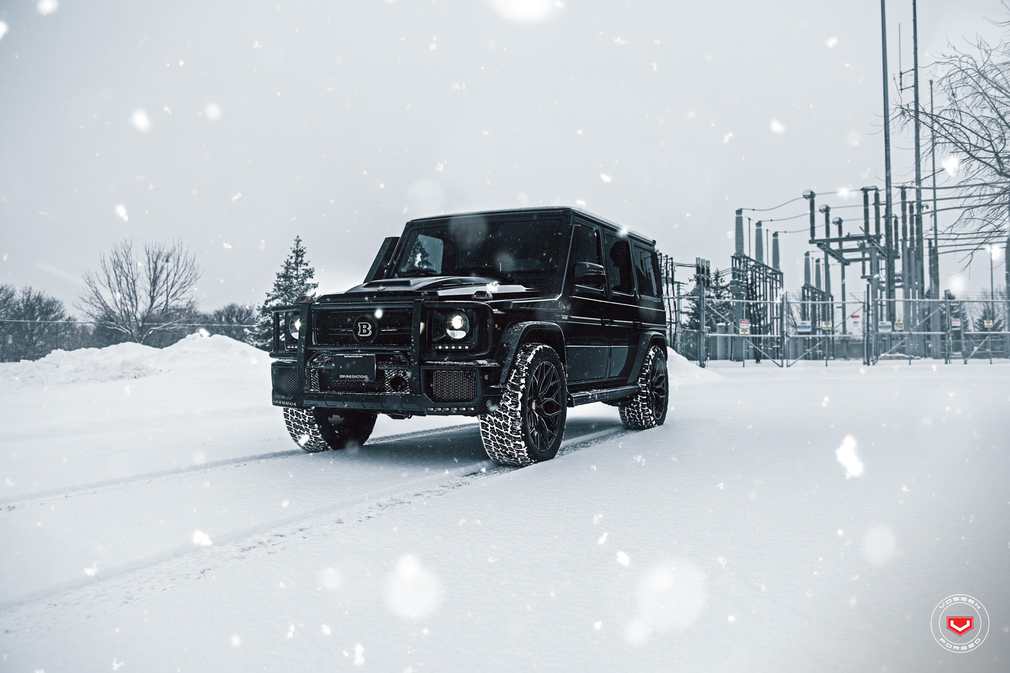 Black Mercedes G Class with Aftermarket Grille Guard - Photo by Vossen