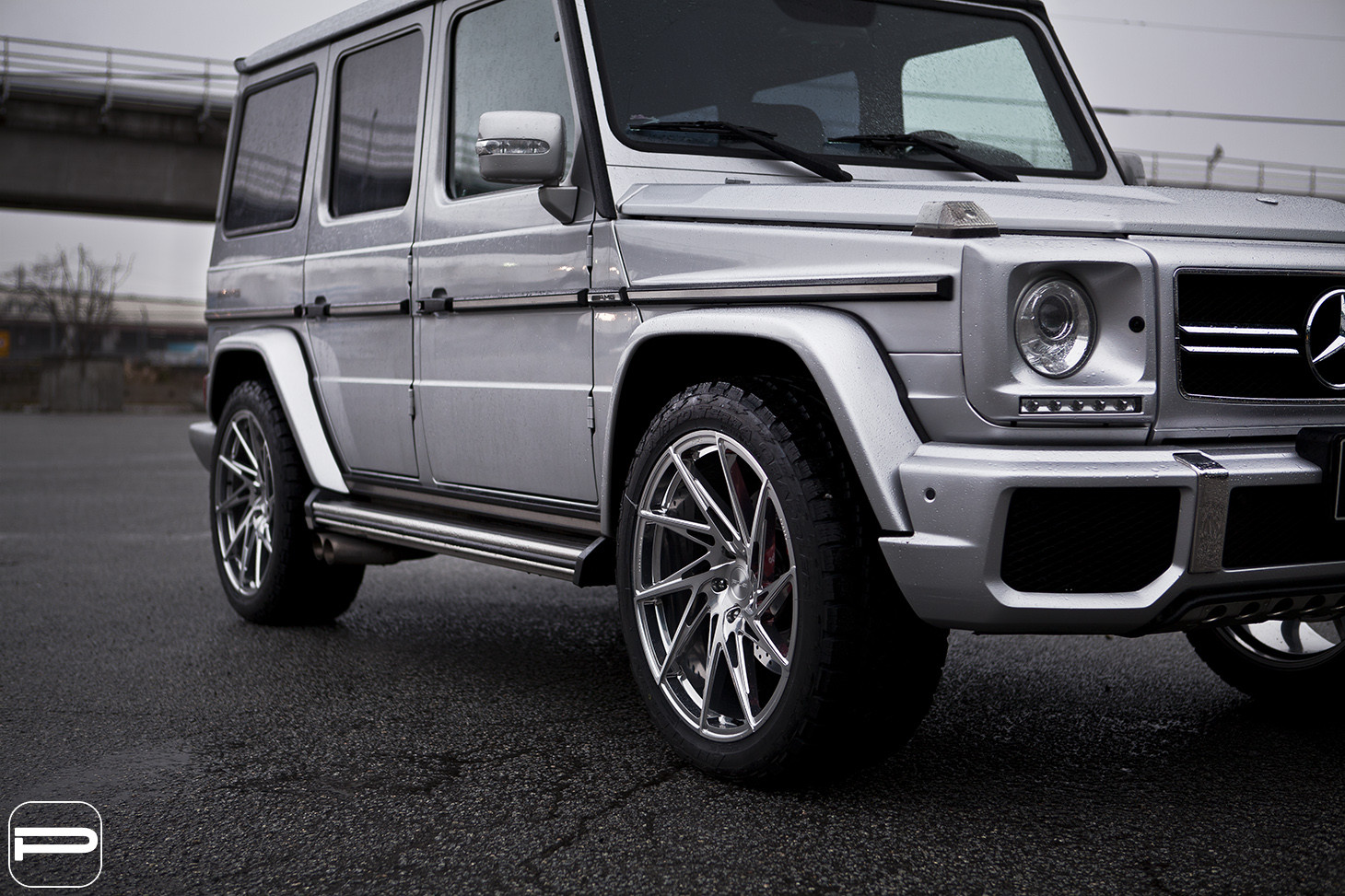 Gray Mercedes G Class with Custom Chrome PUR Wheels - Photo by PUR Wheels