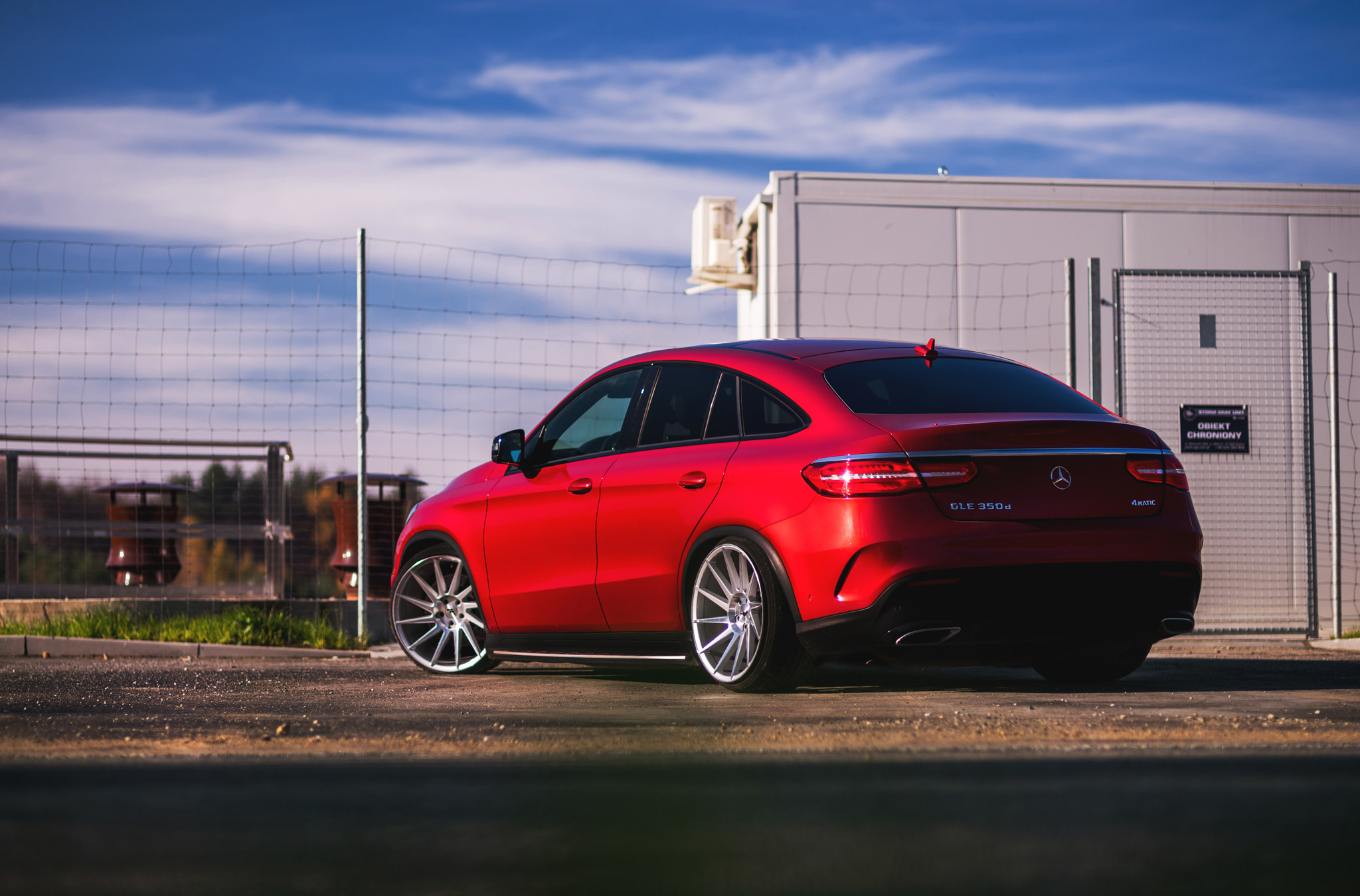 Custom Rear Diffuser on Red Mercedes GLE - Photo by JR Wheels