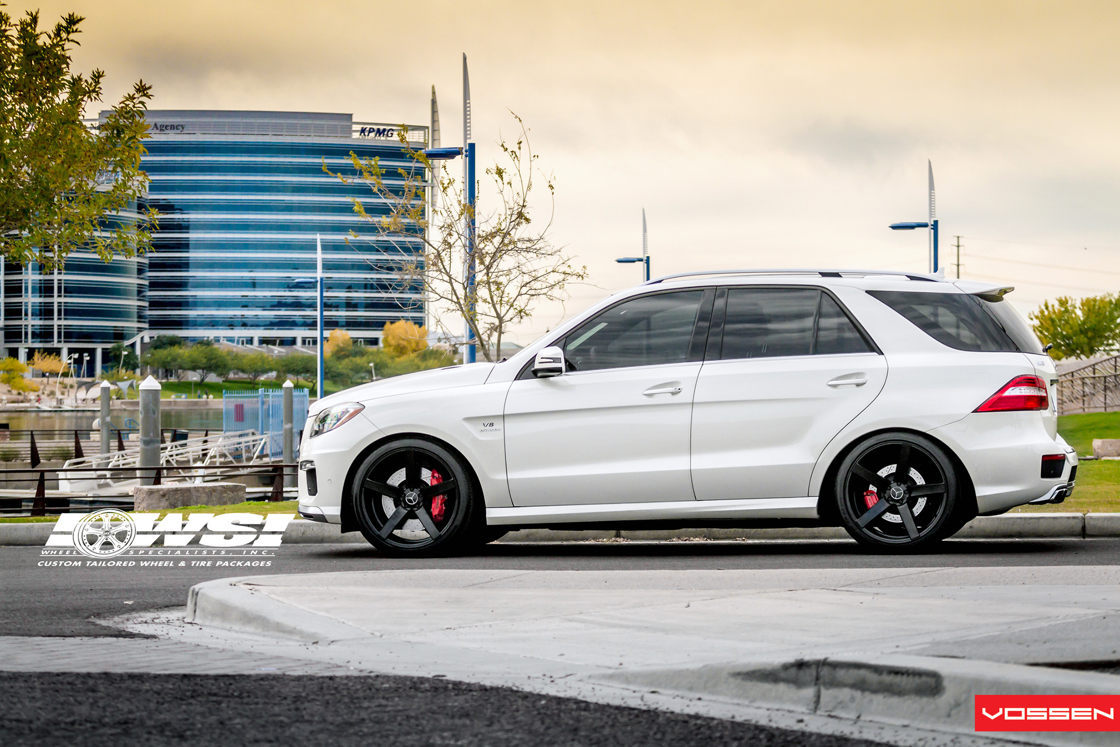 Dark Smoke Vossen Wheels on White Mercedes M Class - Photo by Vossen