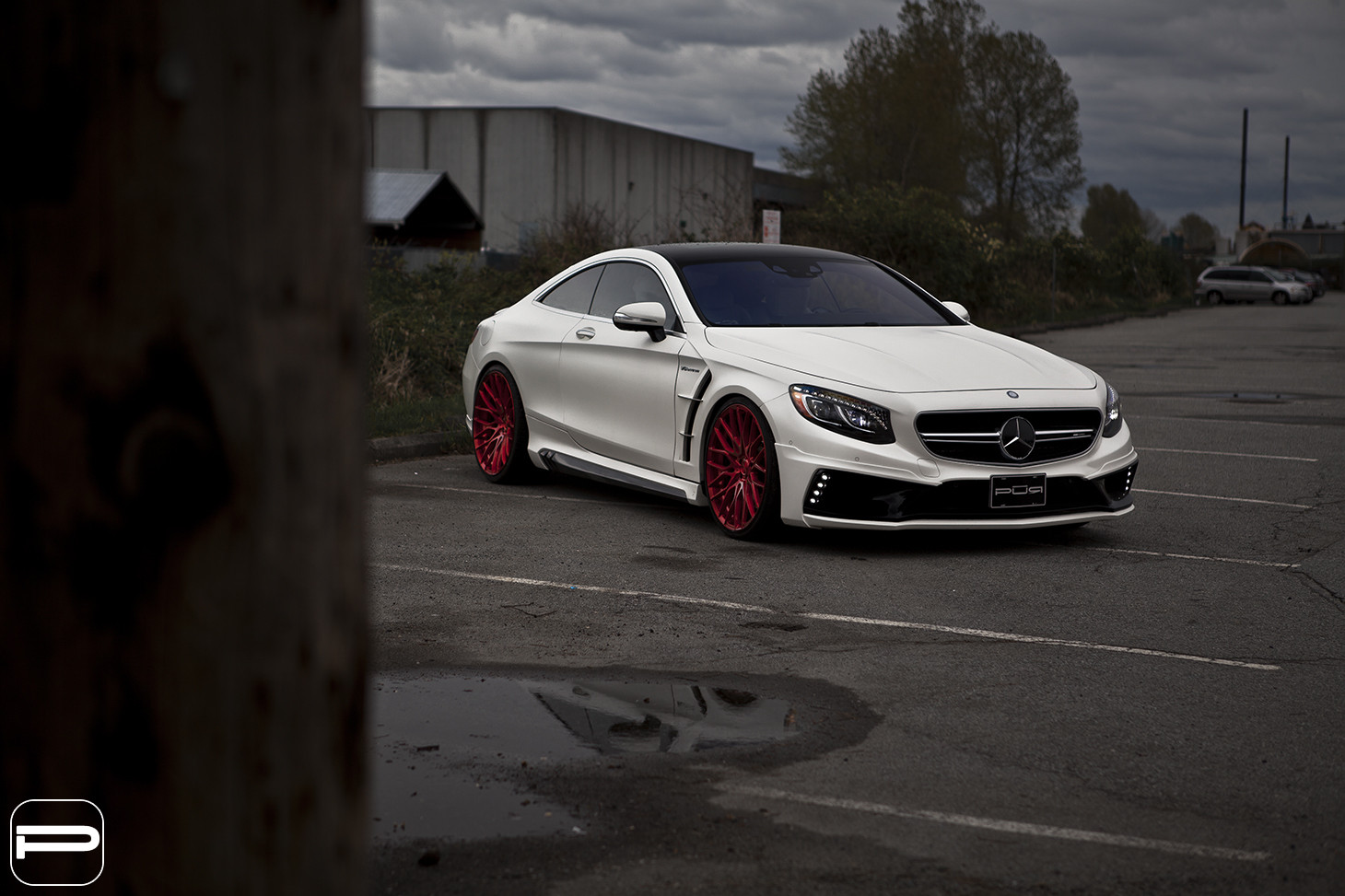 White Mercedes S Class with Custom LED Headlights - Photo by PUR Wheels