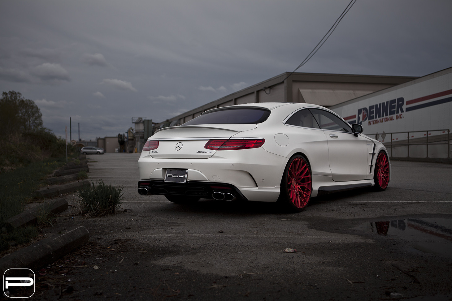 Rear Lip Spoiler on White Mercedes S Class - Photo by PUR Wheels