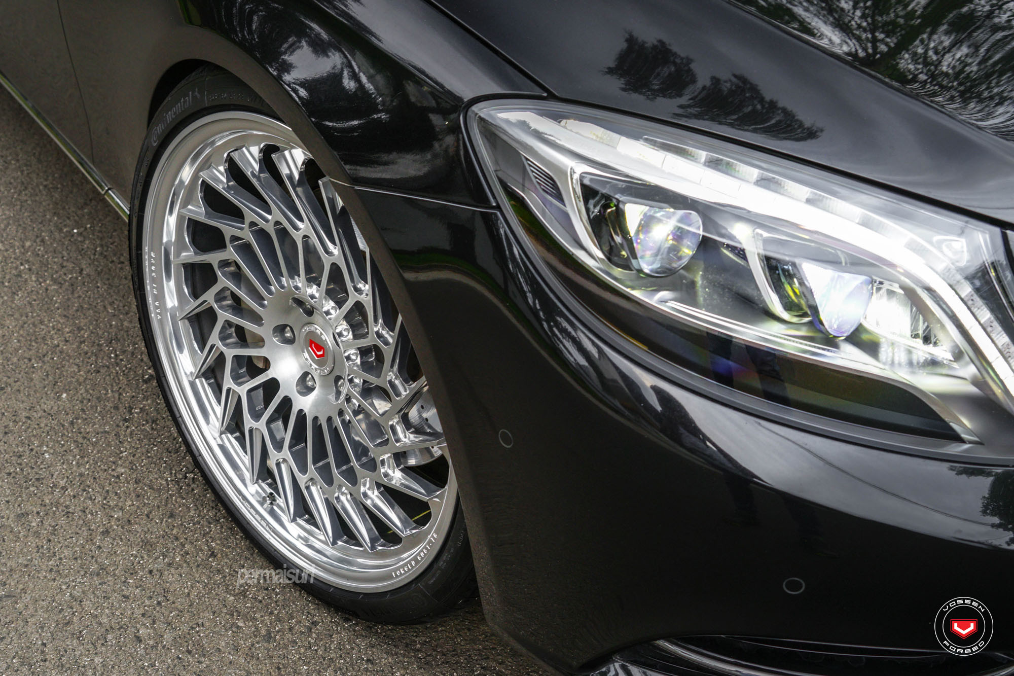 Chrome Forged Vossen Rims on Black Mercedes S Class - Photo by Vossen