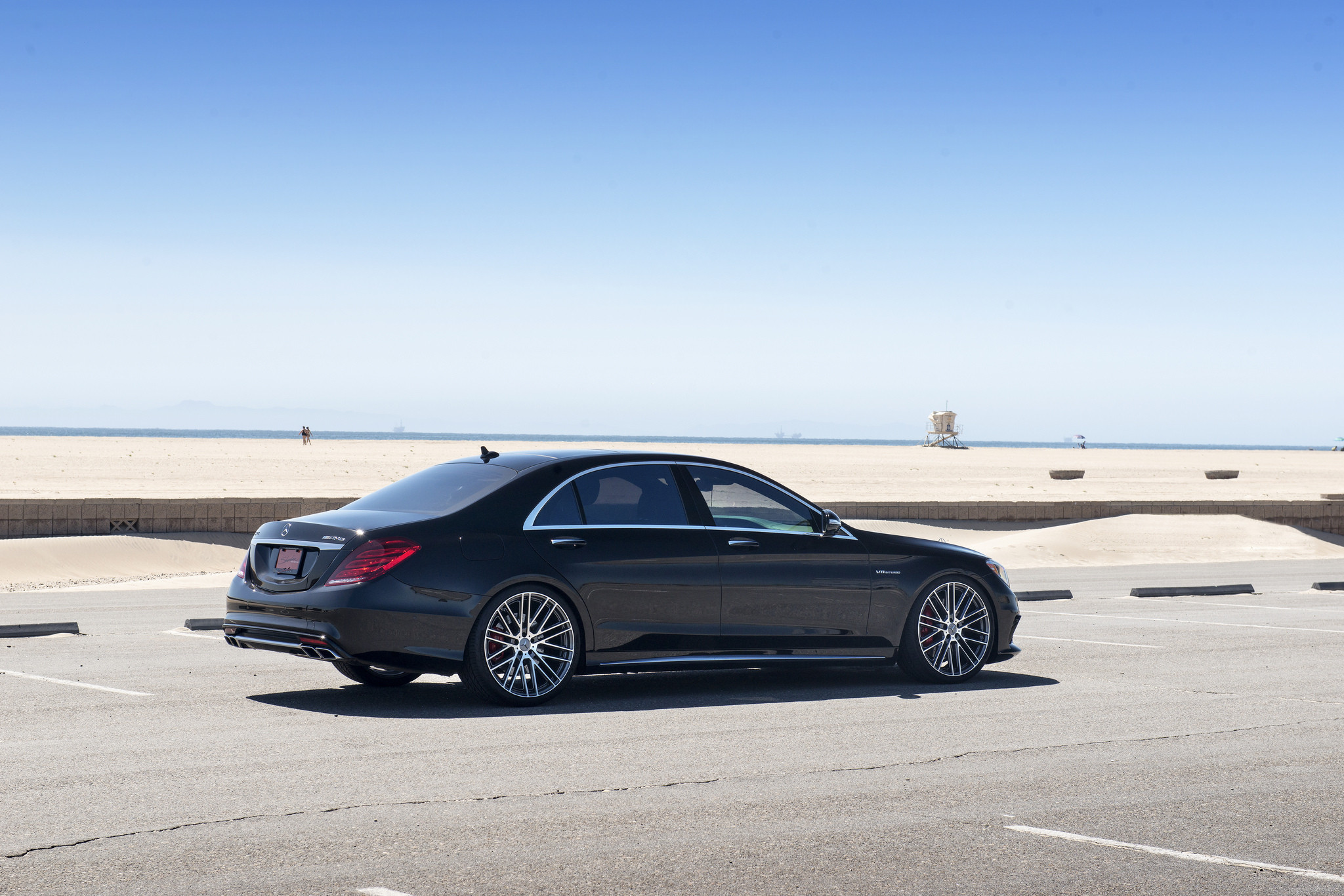 Chrome Mandrus Wheels on Black Mercedes S Class - Photo by Mandrus Wheels
