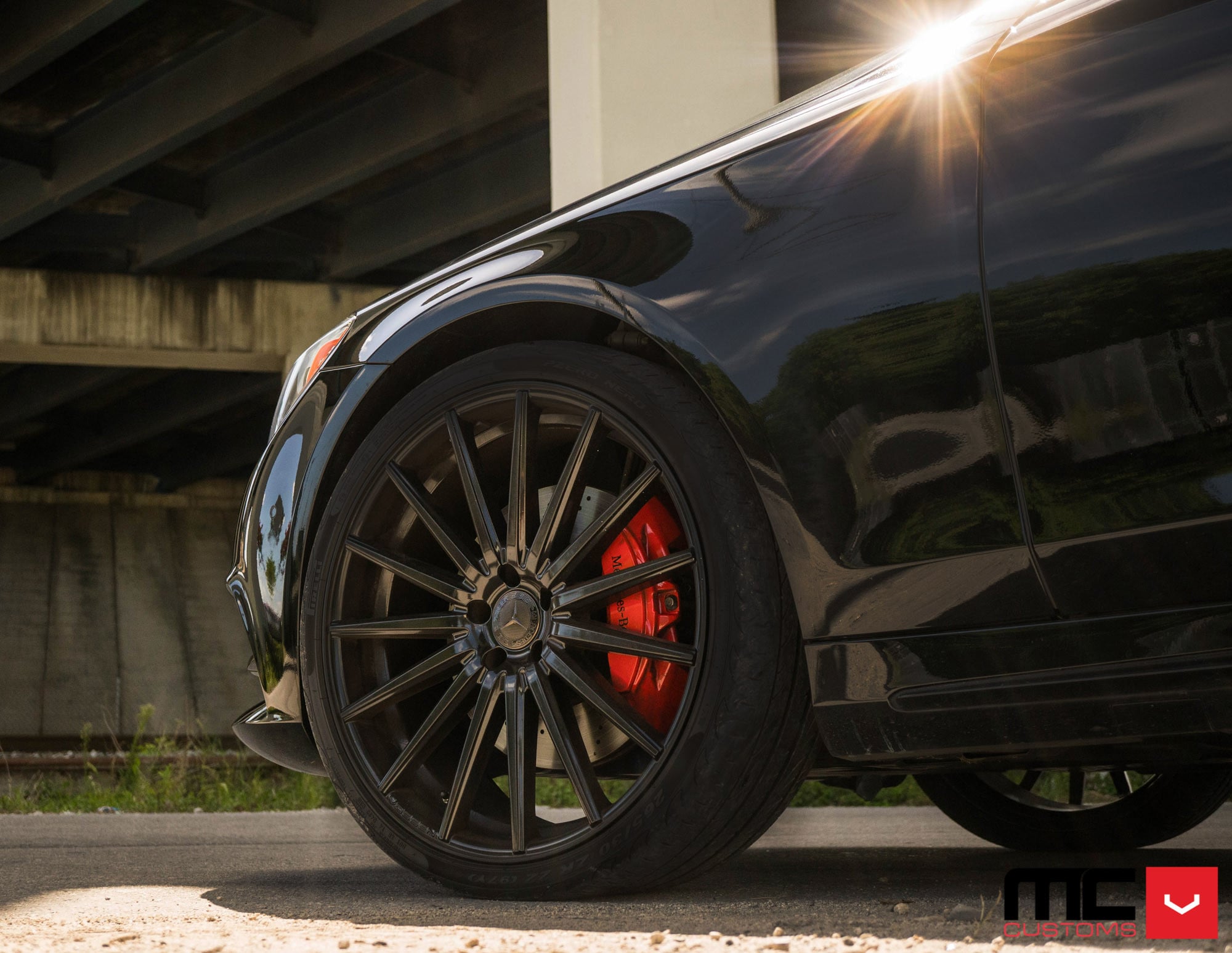 Vossen VFS Rims with Red Brakes on Black Mercedes S Class - Photo by Vossen