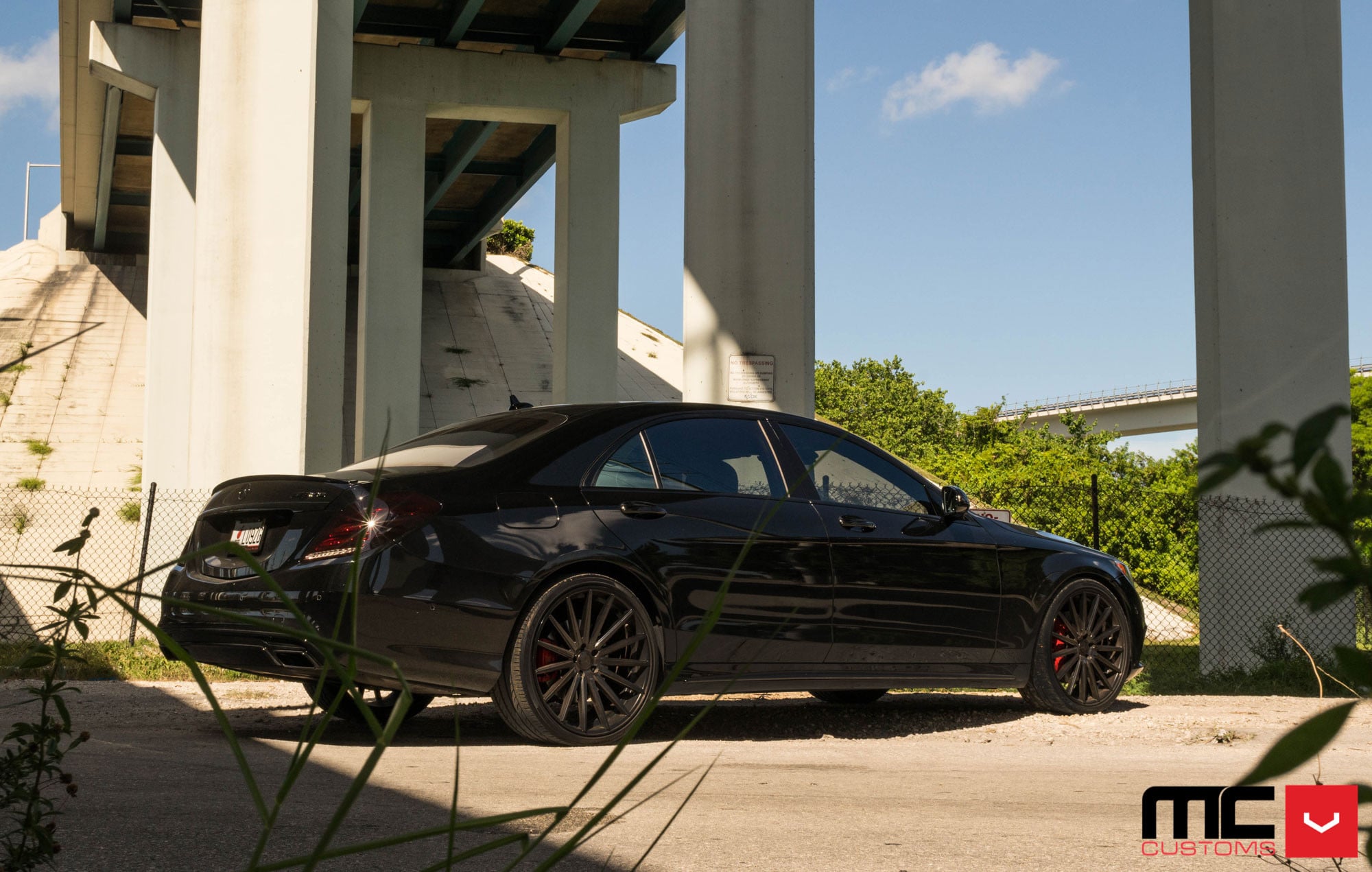 Black Mercedes S Class with Custom LED Taillights - Photo by Vossen