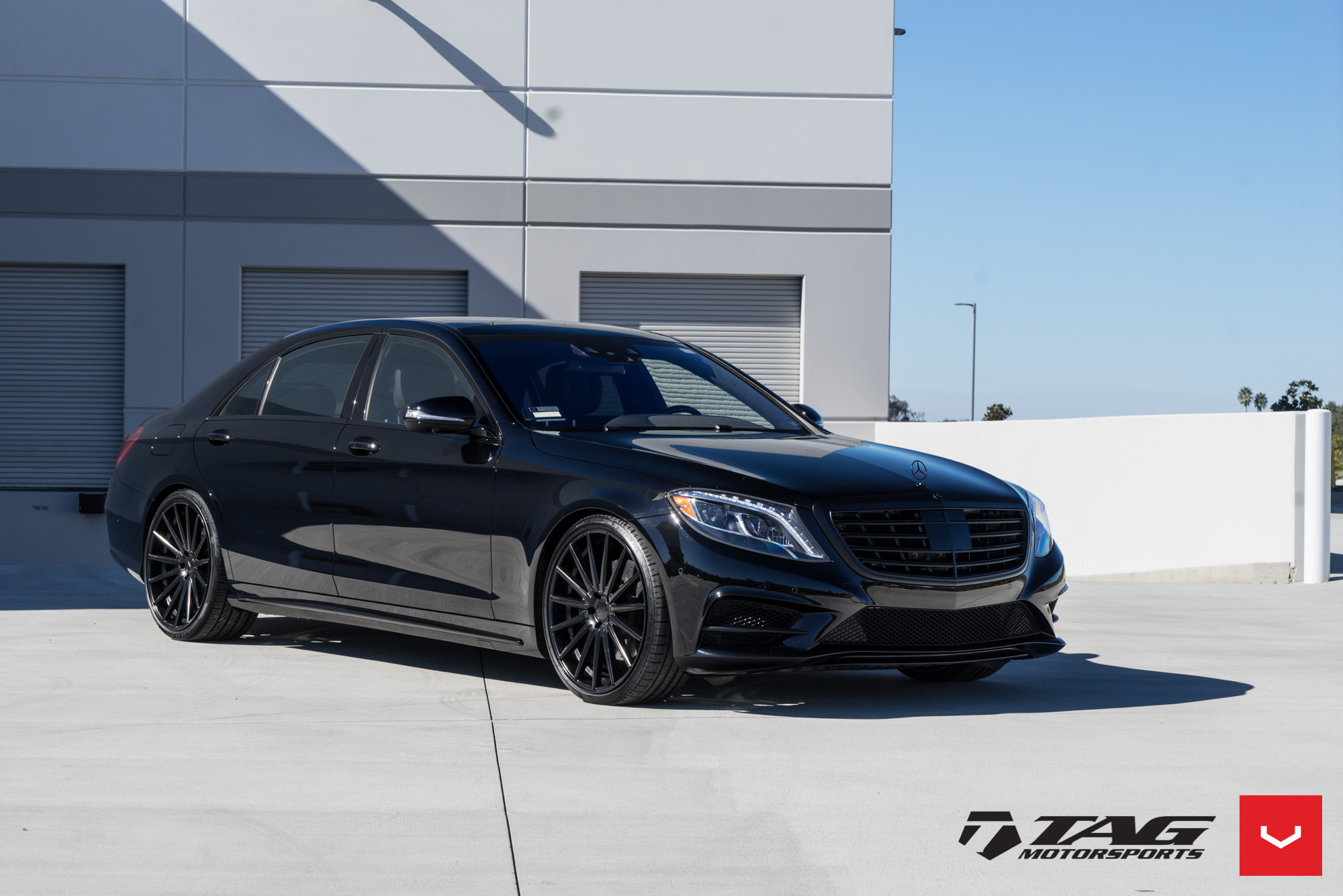 LED Headlights on Black Mercedes S Class - Photo by Vossen