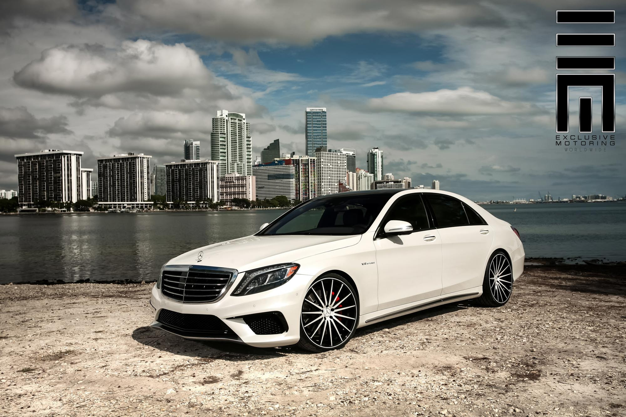 White Mercedes S Class V8 with Custom Chrome Grille - Photo by Vossen