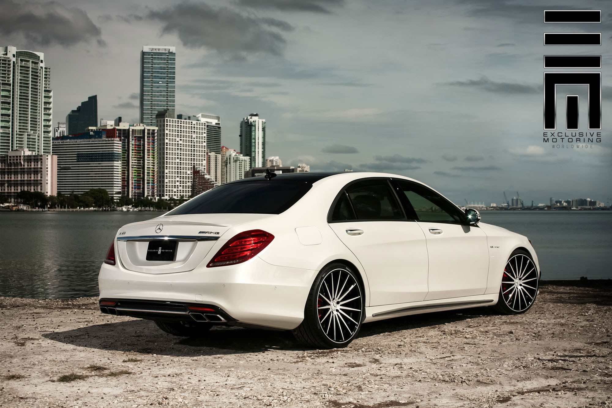 White Mercedes S Class V8 with Aftermarket Taillights - Photo by Vossen