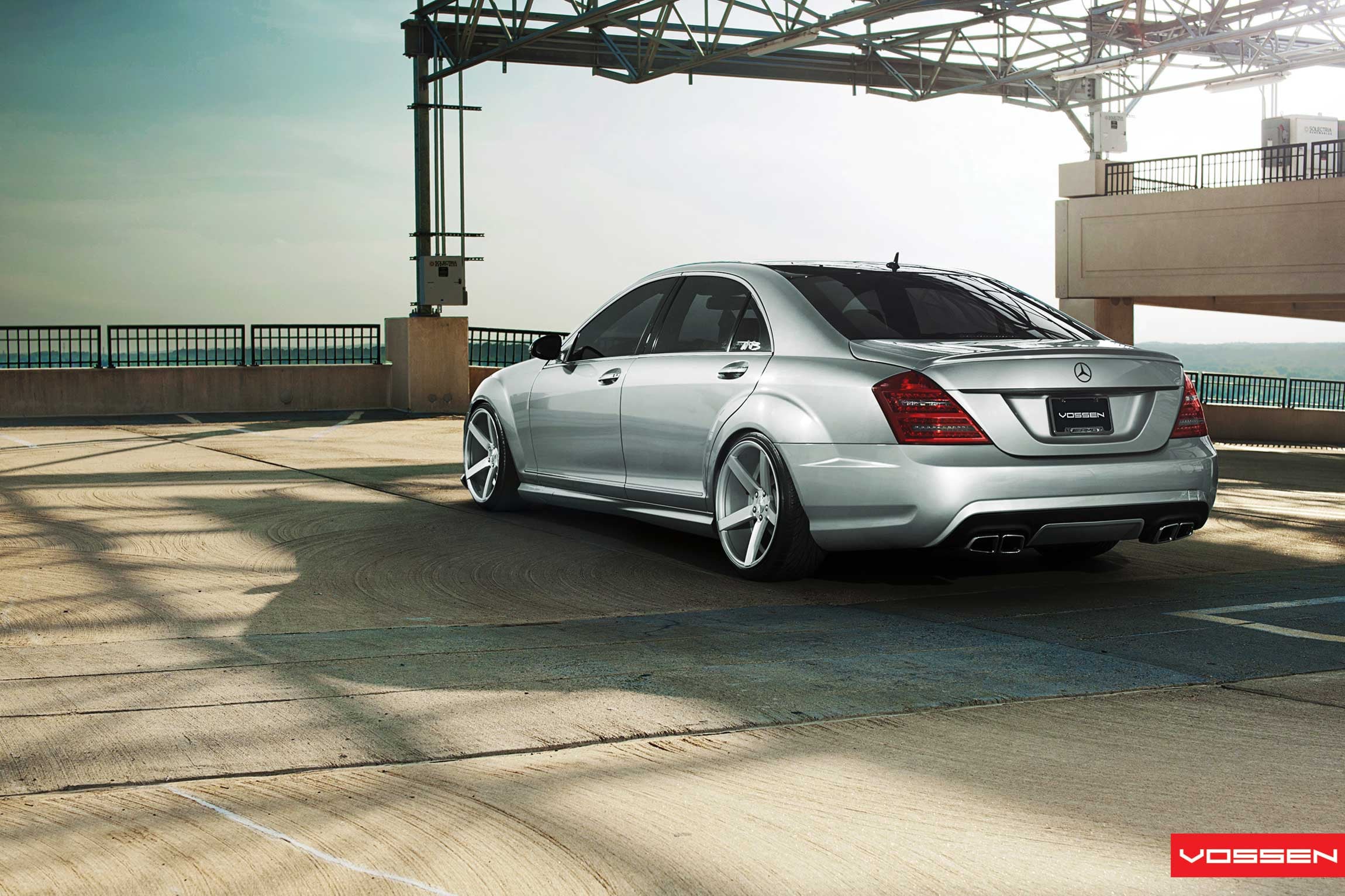 Silver Mercedes S Class Rear Lip Spoiler - Photo by Vossen