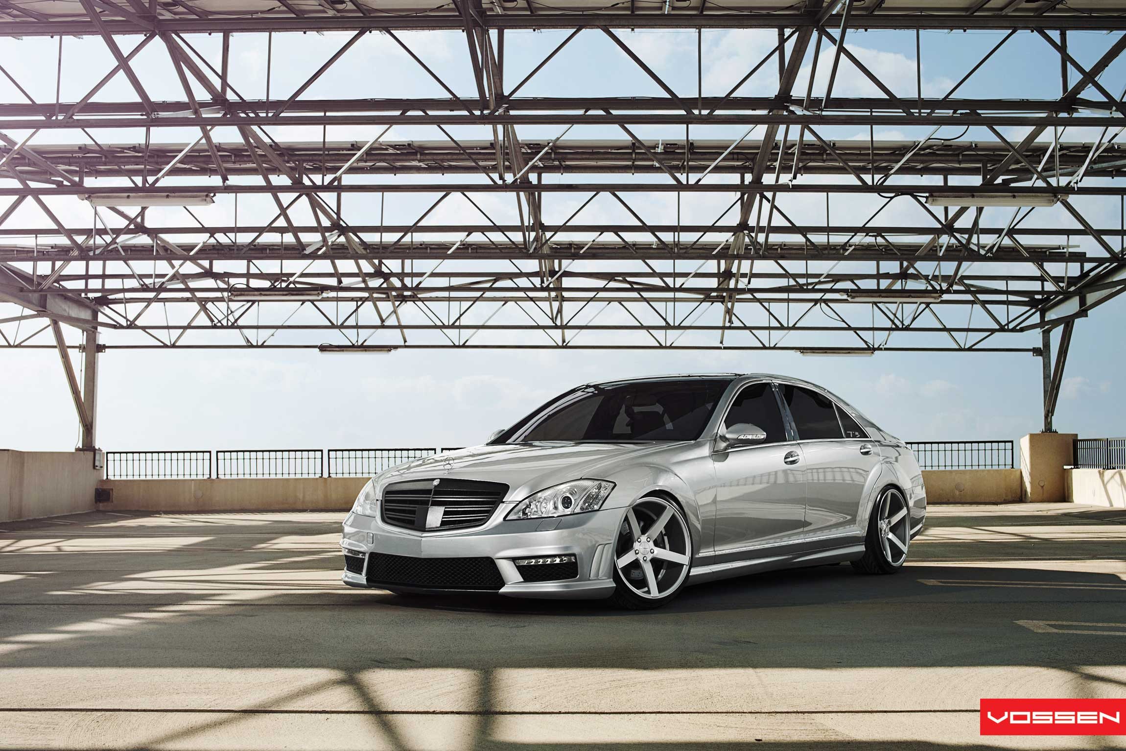 Chrome CV3R Vossen Wheels on Silver Mercedes S Class - Photo by Vossen