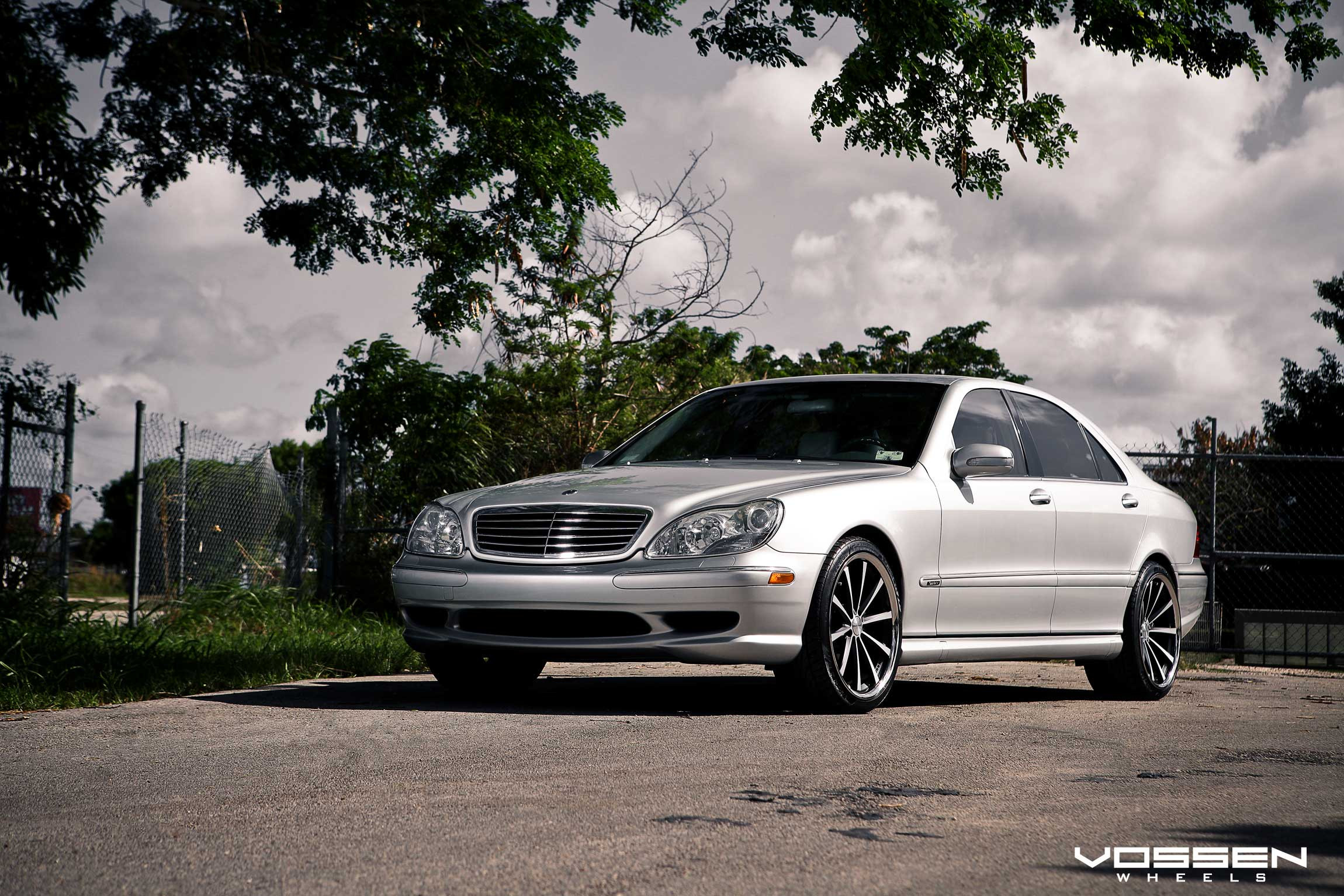 Aftermarket Front Bumper Cover on Silver Mercedes S Class - Photo by Vossen
