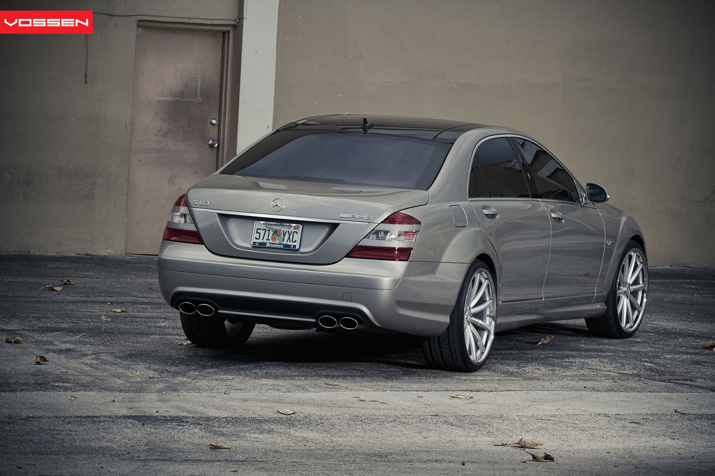 Custom Rear Bumper Cover on Silver Metallic Mercedes S Class - Photo by Vossen