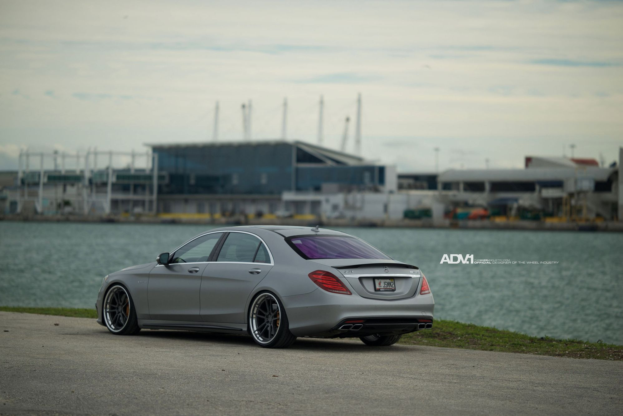 Matte grey Mercedes S-Class on Black Rims WIth Polished Lips - Photo by ADV.1