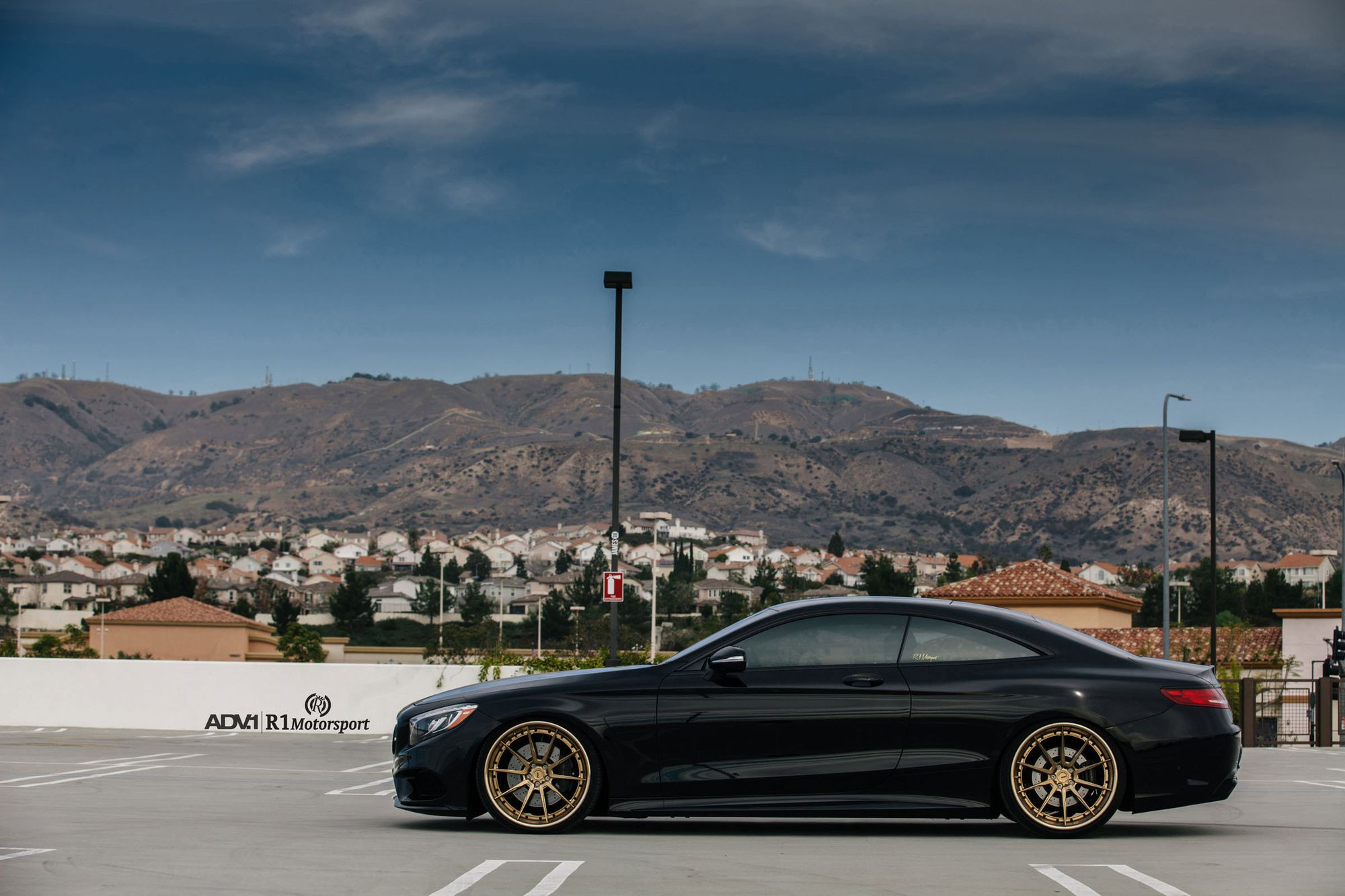 Custom Side Skirts on Black Mercedes S Class - Photo by ADV.1