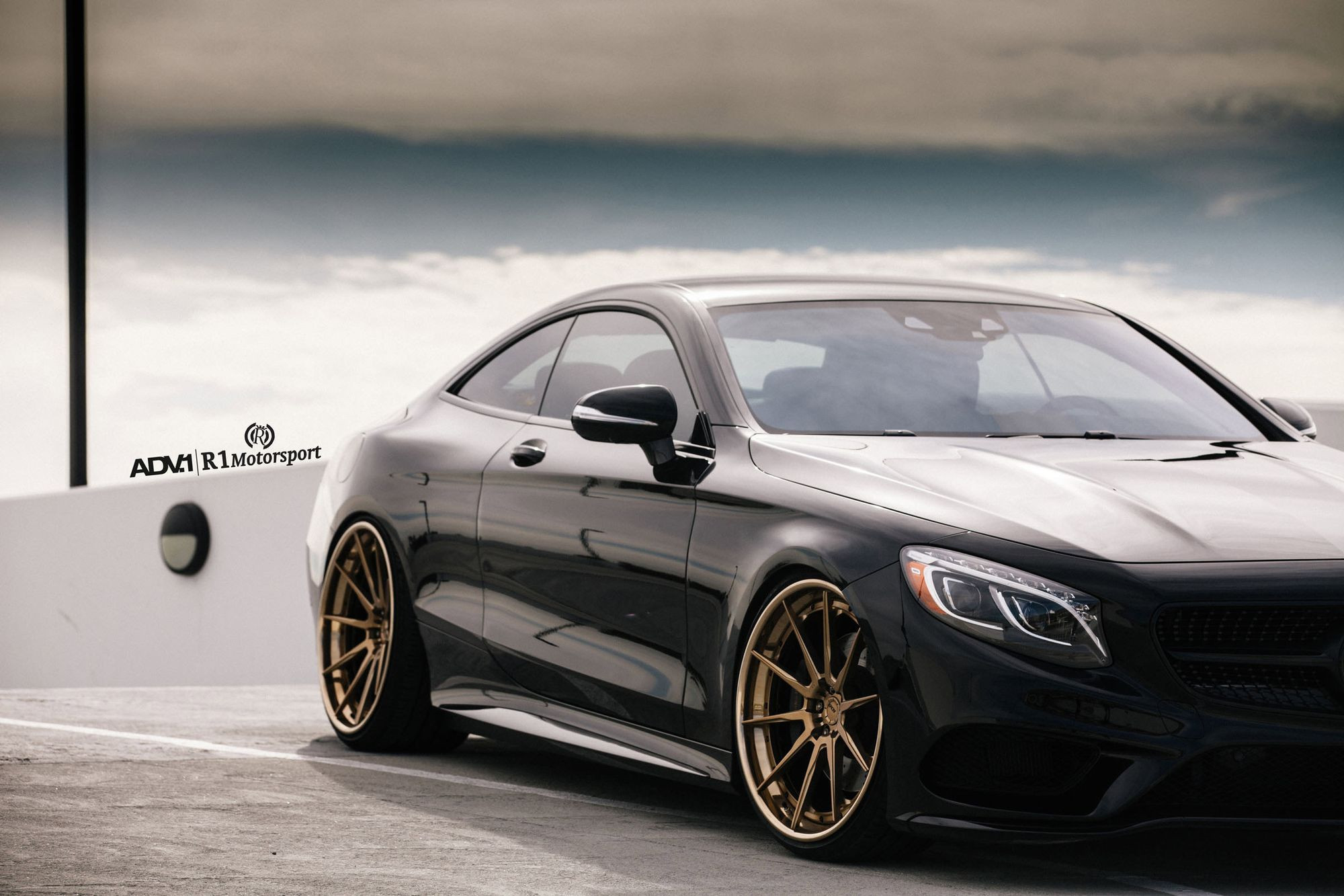 Gloss Bronze ADV1 Rims on Black Mercedes S Class - Photo by ADV.1