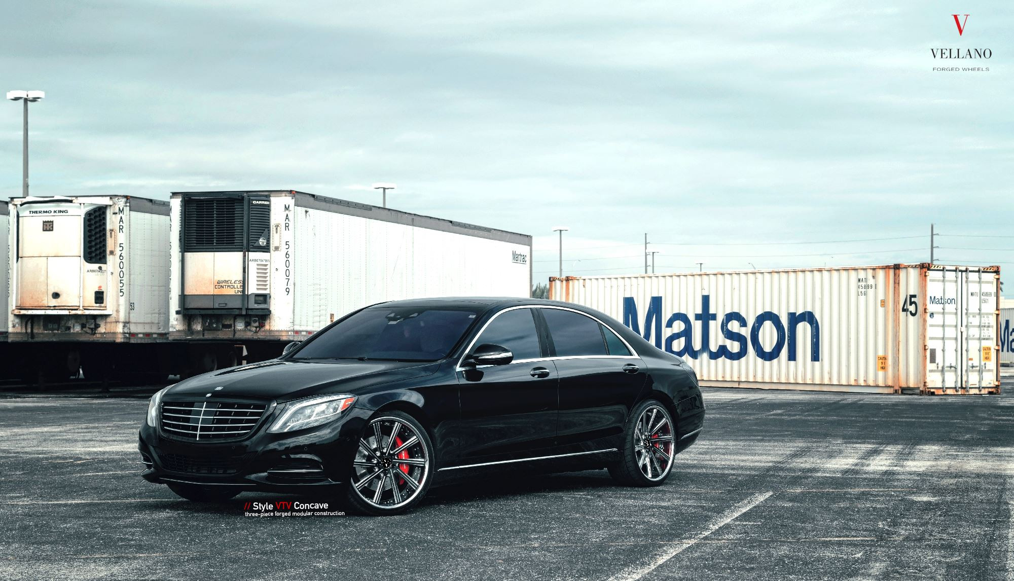 Chrome Billet Grille on Black Mercedes S-Class - Photo by Vellano