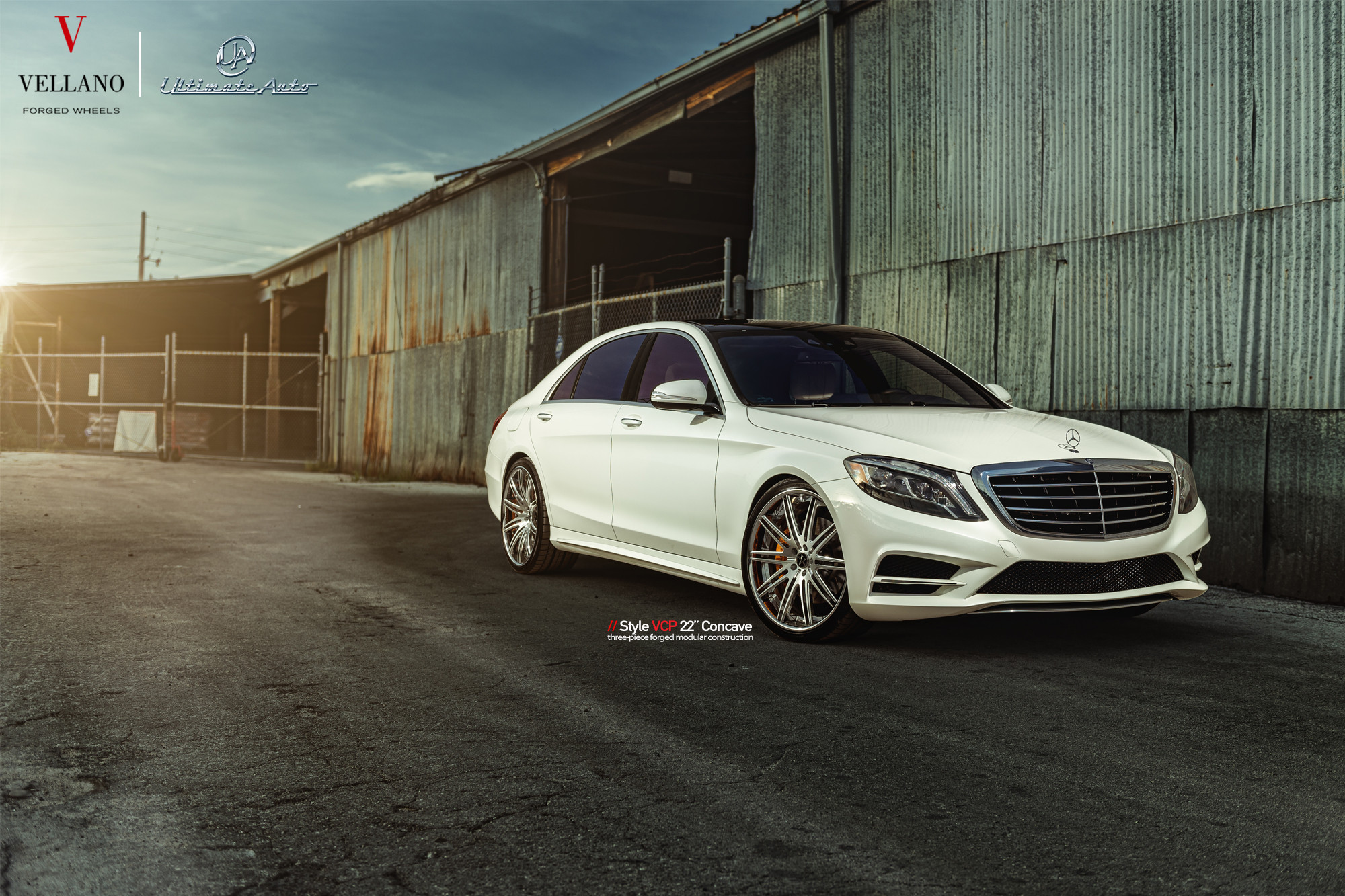 Chrome Billet Grille on White Mercedes S-Class - Photo by Vellano