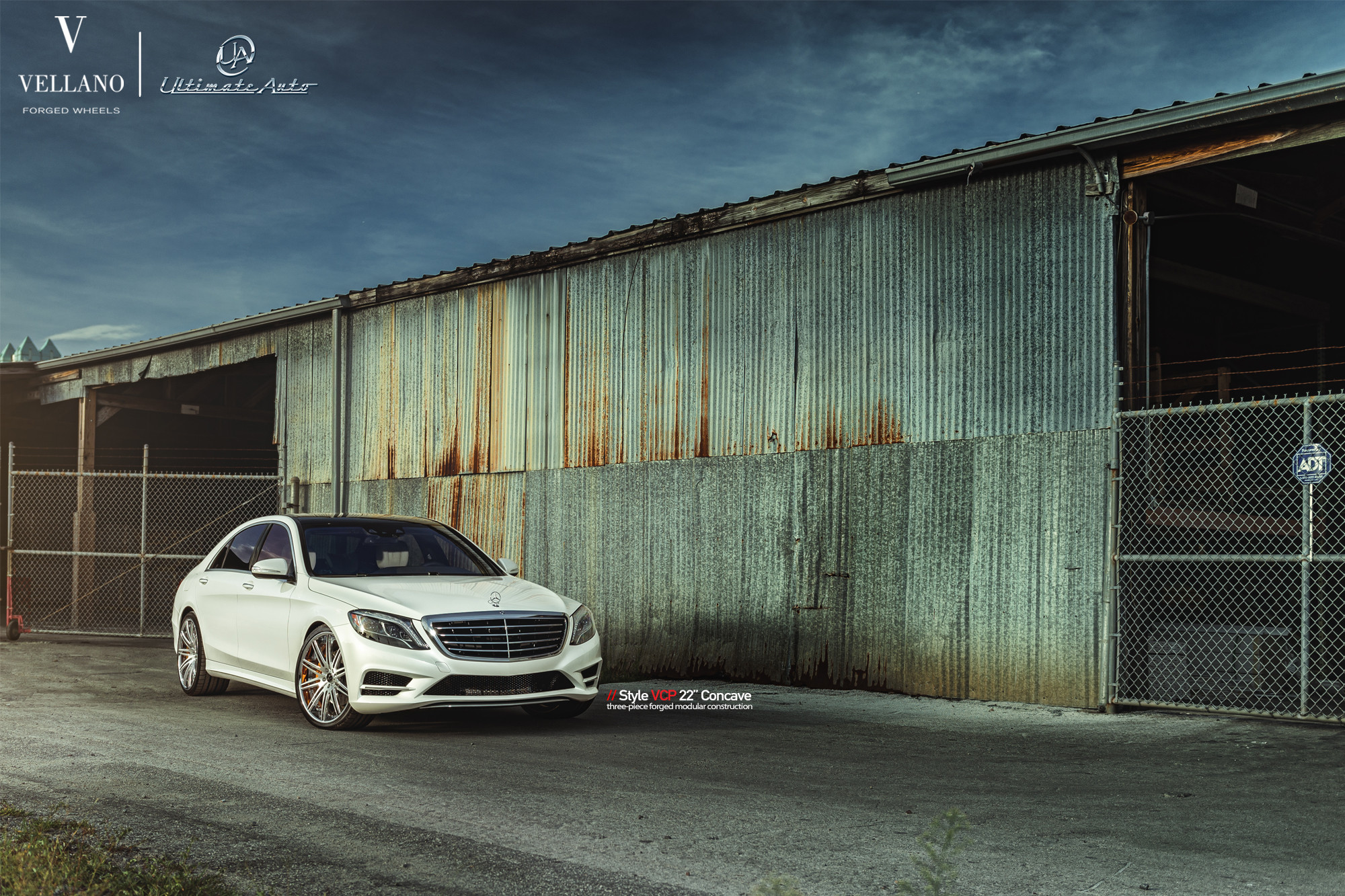 Custom Headlights on White Mercedes S-Class - Photo by Vellano