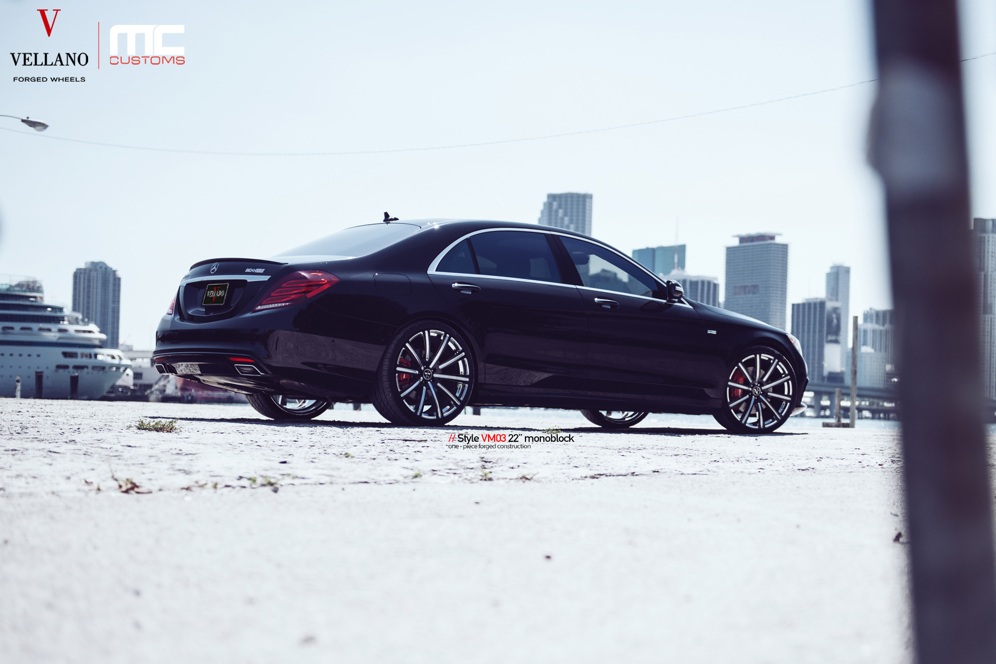 Black Mercedes S-Class with Factory Style Rear Spoiler - Photo by Vellano