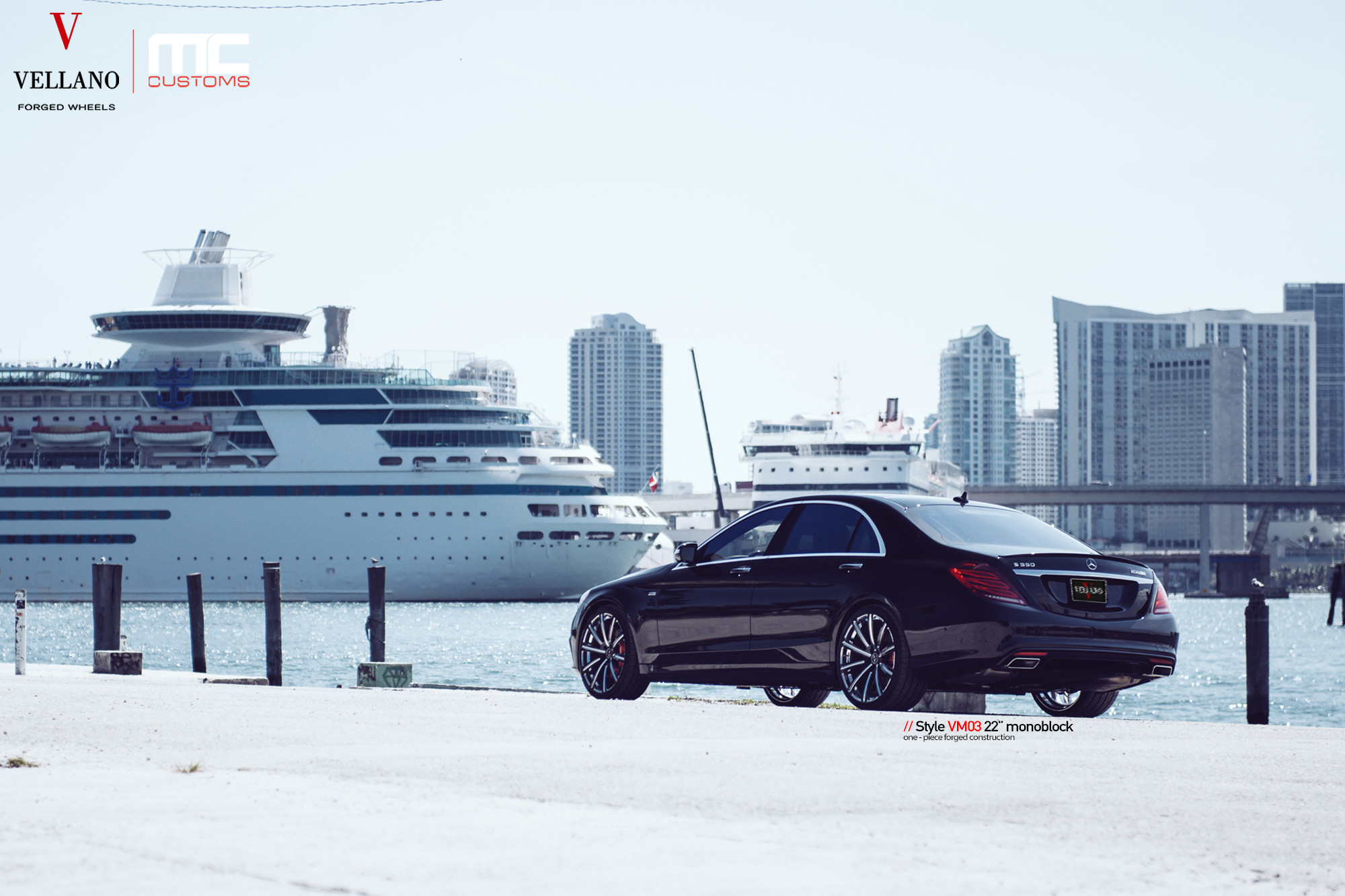 Rear Diffuser on Black Mercedes S-Class - Photo by Vellano