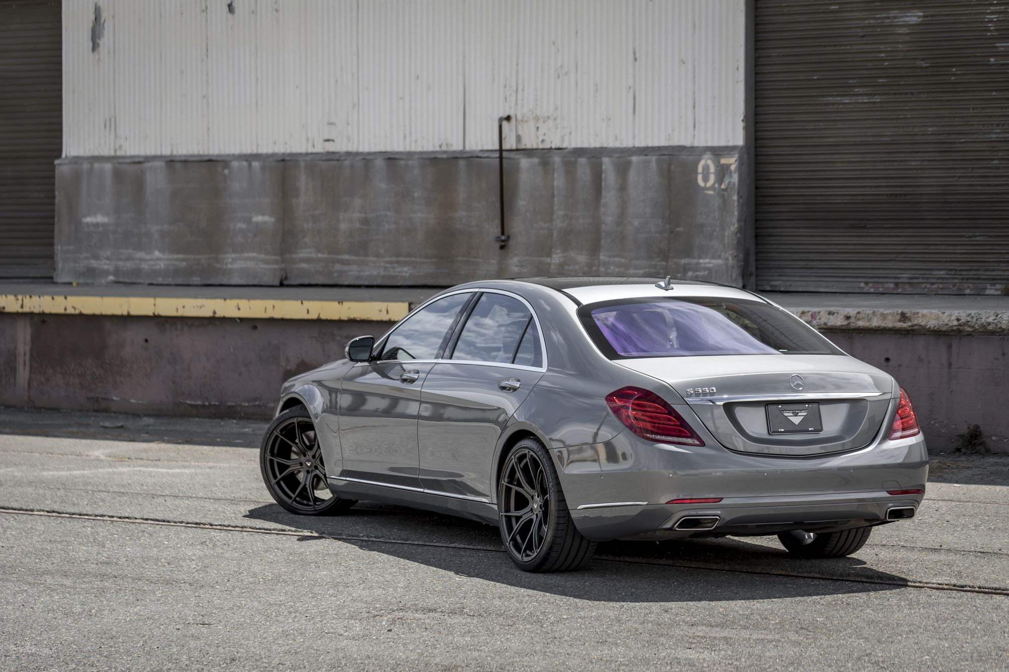 Aftermarket Rear Diffuser on Gray Mercedes S Class - Photo by Vorstiner