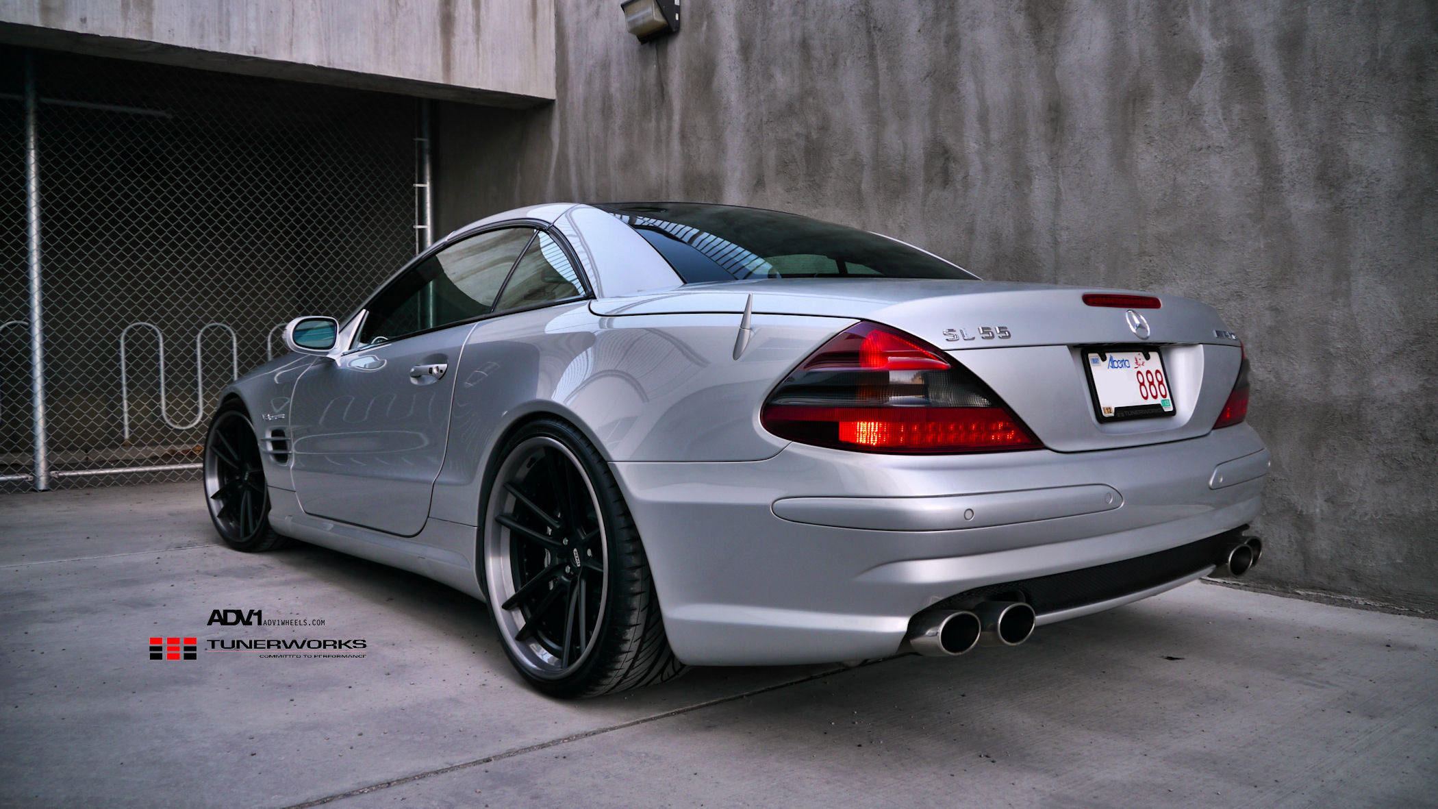 Custom Rear Diffuser on Silver Mercedes SL Class - Photo by ADV.1