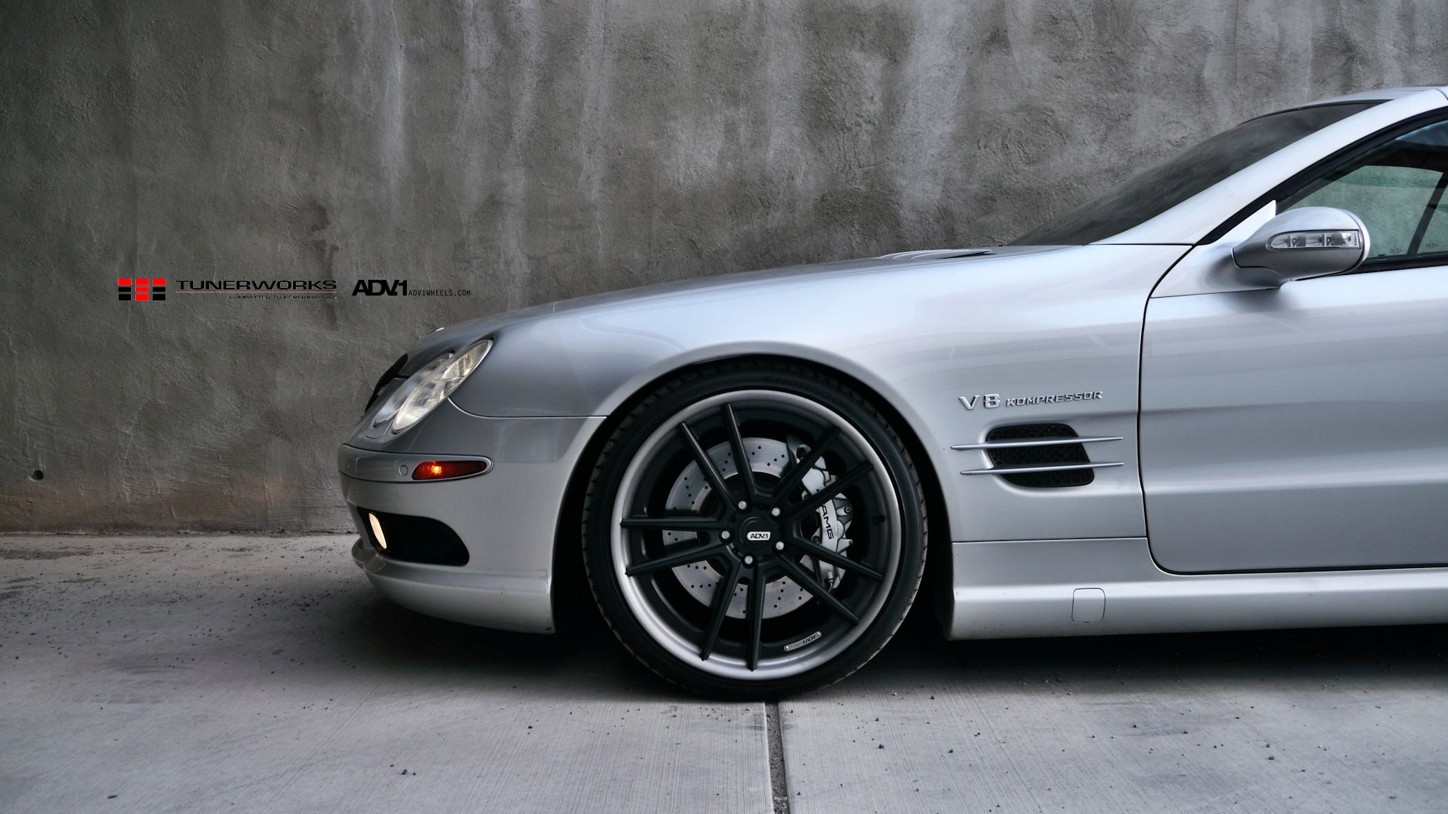 Matte Black ADV1 Rims on Silver Mercedes SL Class - Photo by ADV.1