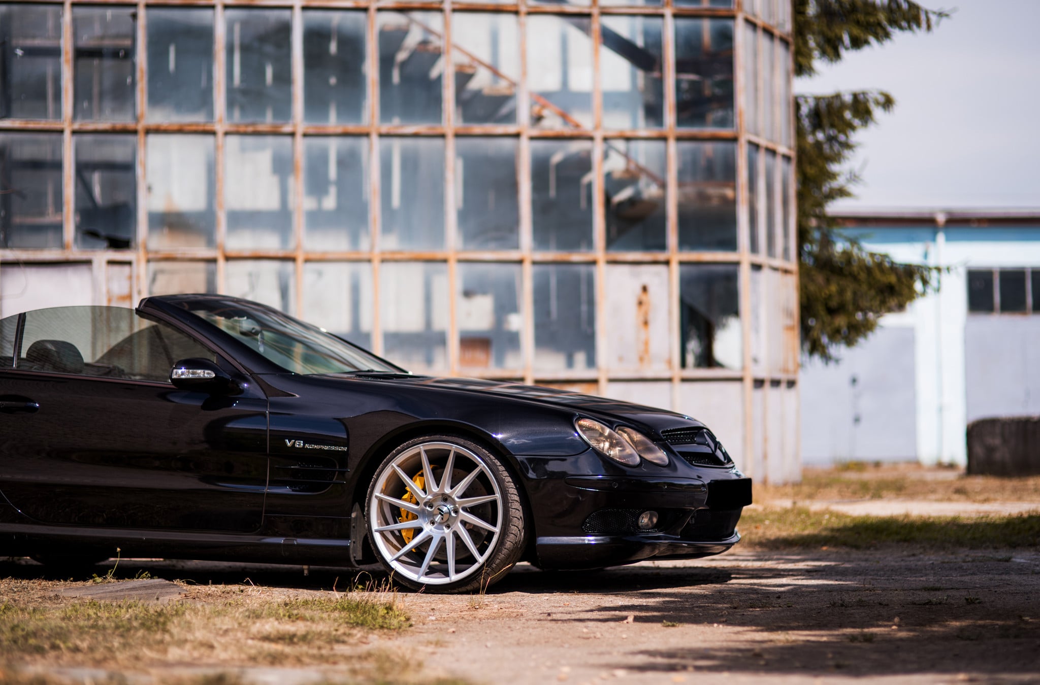 Custom Black Convertible Mercedes SL Class Side Vents - Photo by JR Wheels