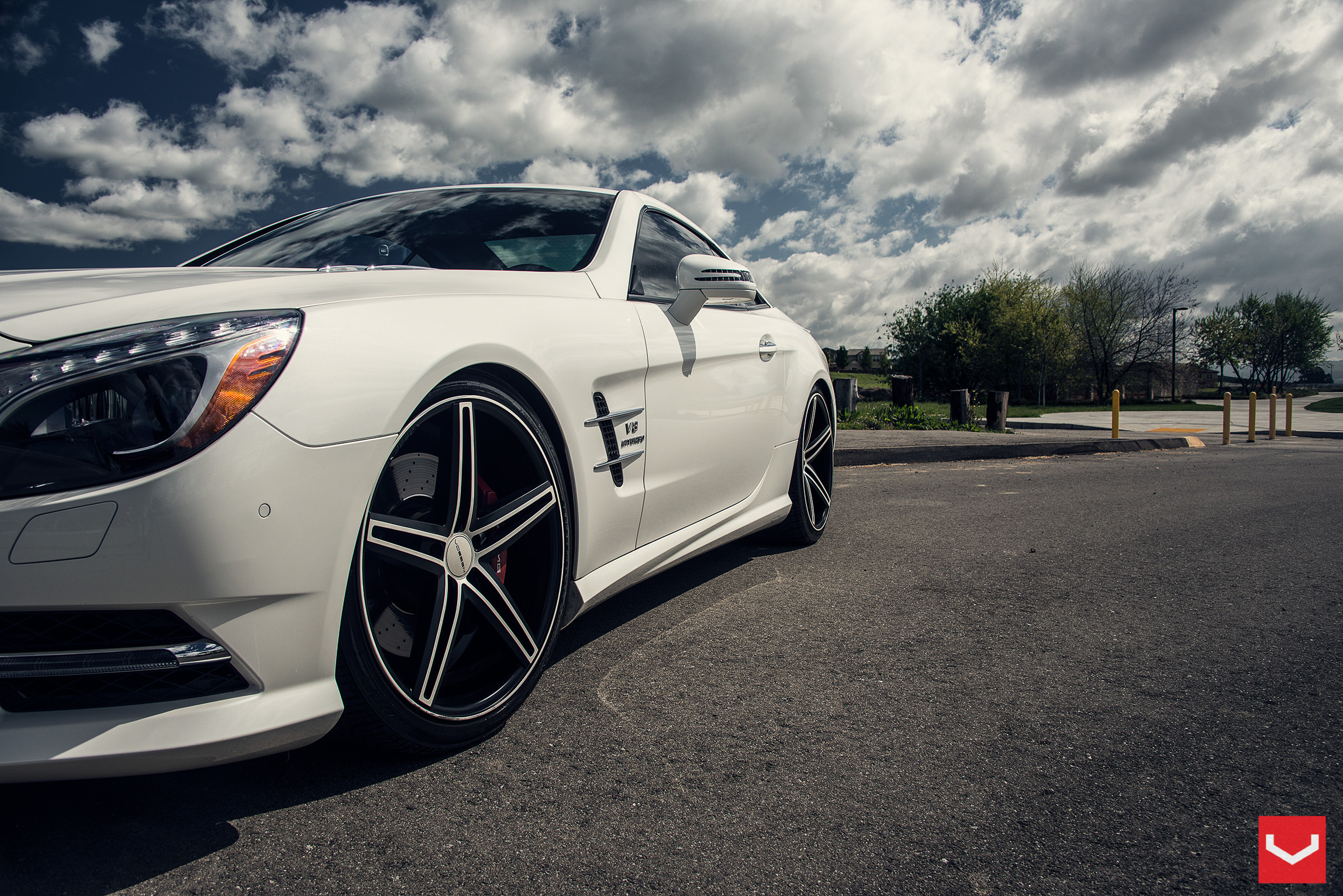 Custom Vossen CV Wheels on White Mercedes SL Class - Photo by Vossen