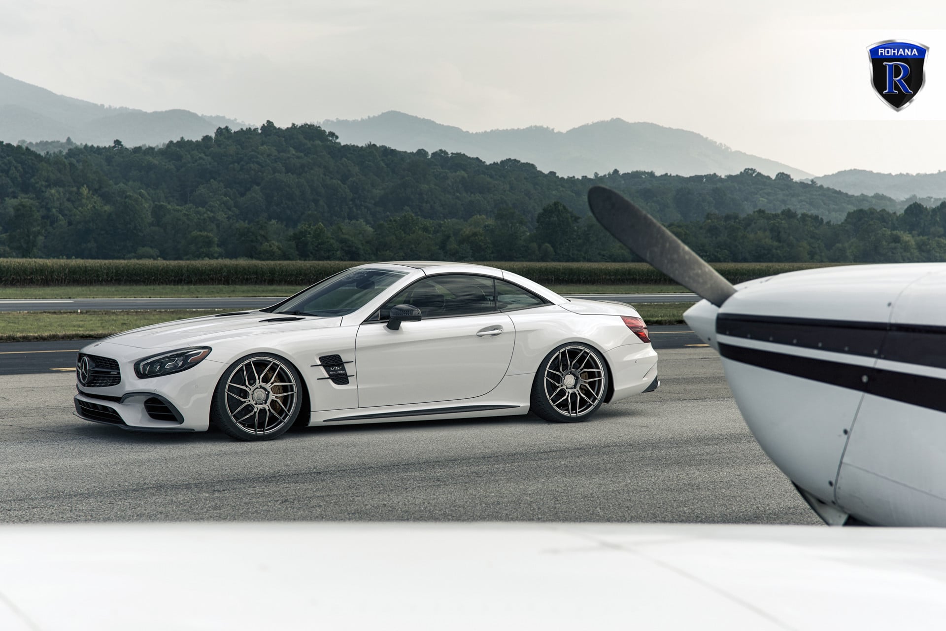 Custom White Mercedes SL Class Side Vents - Photo by Rohana Wheels