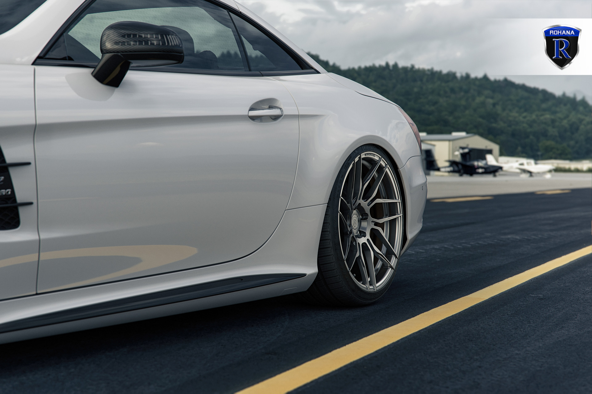 White Mercedes SL Class with Polished Rohana Wheels - Photo by Rohana Wheels