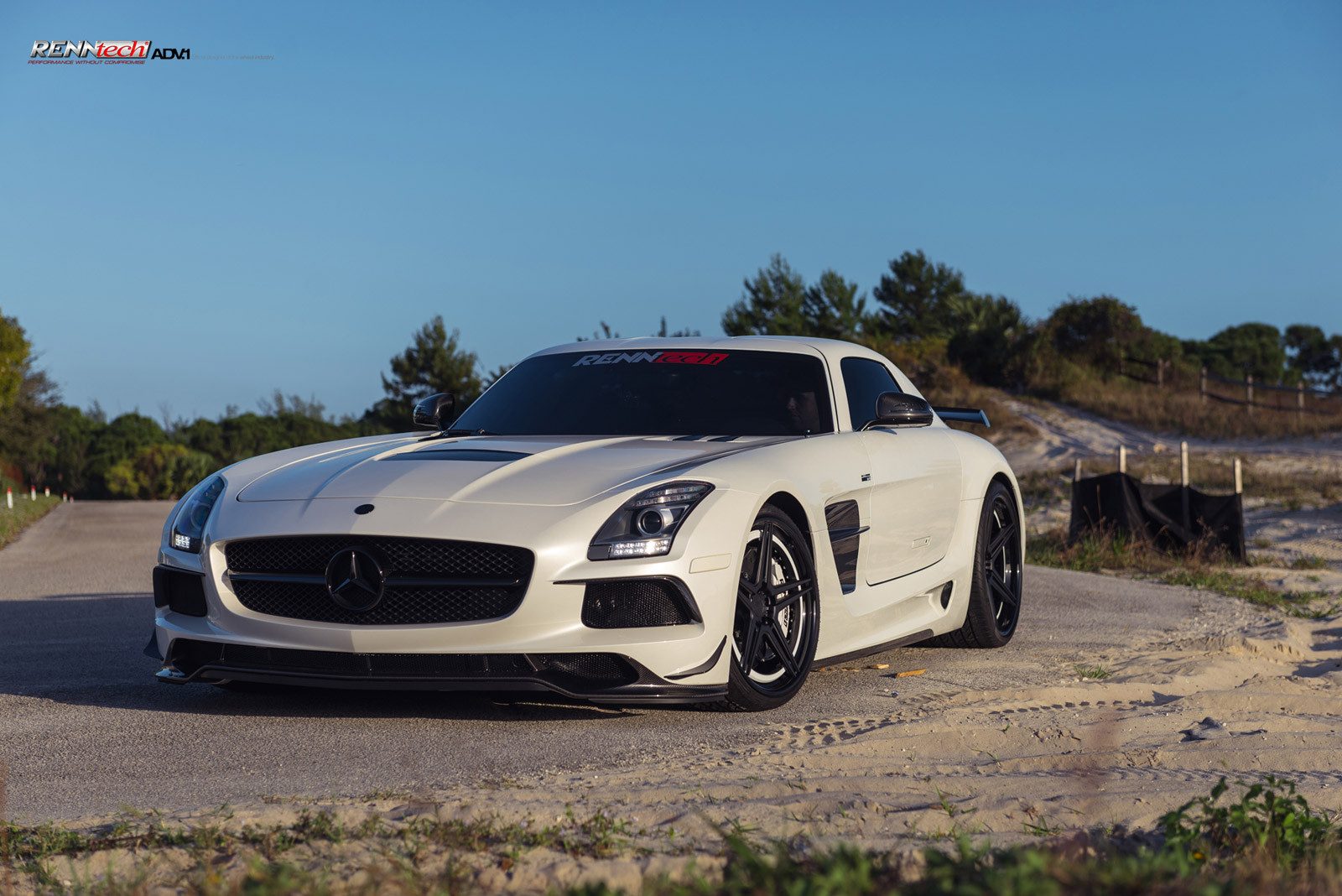 White Mercedes SLS Carbon Fiber Front Lip - Photo by ADV.1