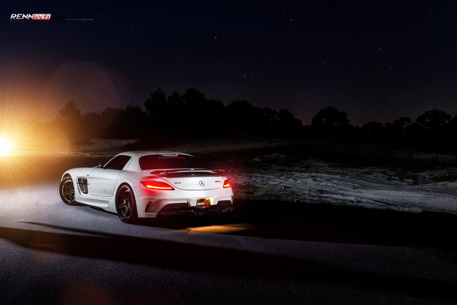 Aftermarket Rear Spoiler on White Mercedes SLS - Photo by ADV.1