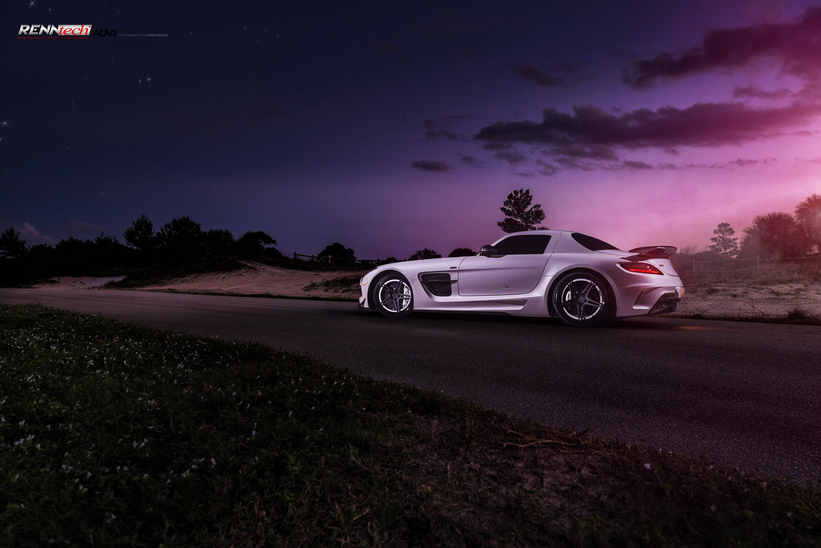 Custom White Mercedes SLS Side Skirts - Photo by ADV.1