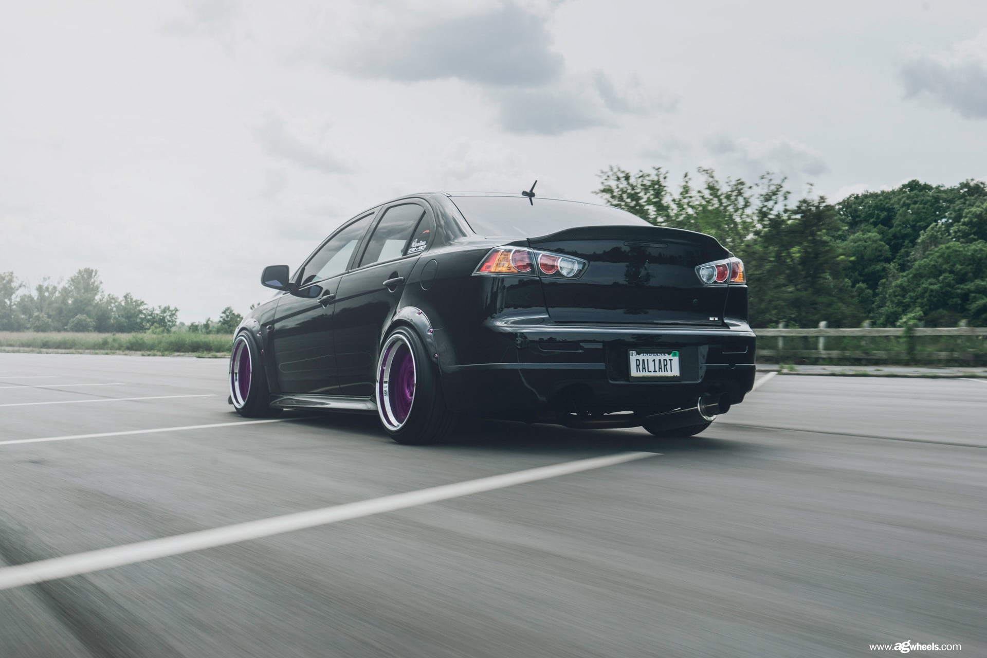 Black Mitsubishi Evolution with Aftermarket Taillights - Photo by Avant Garde Wheels