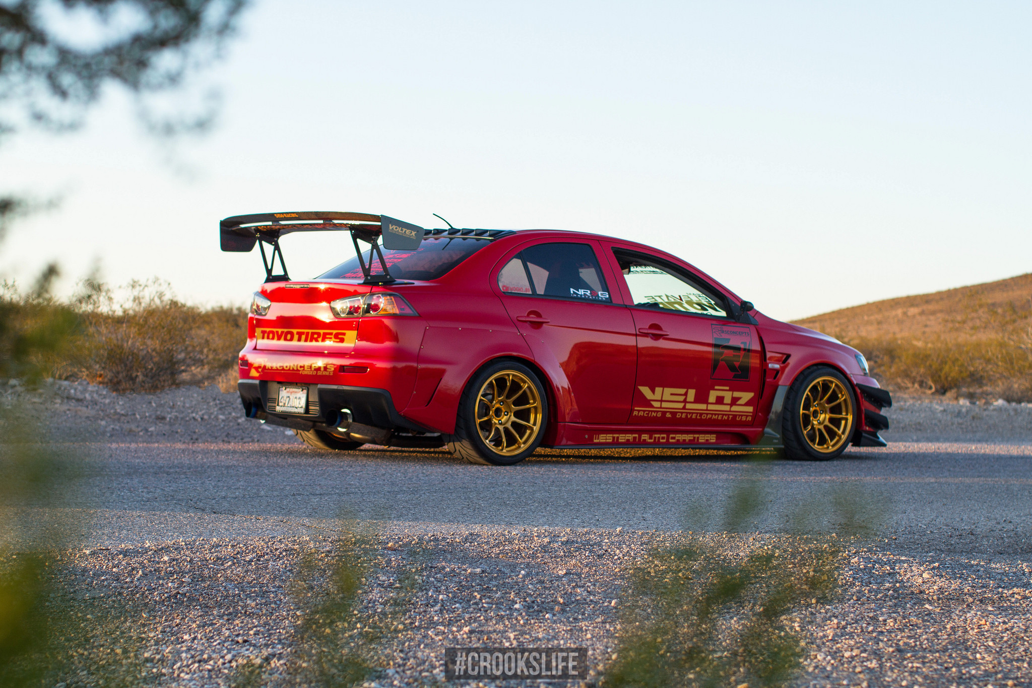 Custom Body Kit on Red Mitsubishi Lancer Evolution - Photo by Jimmy Crook
