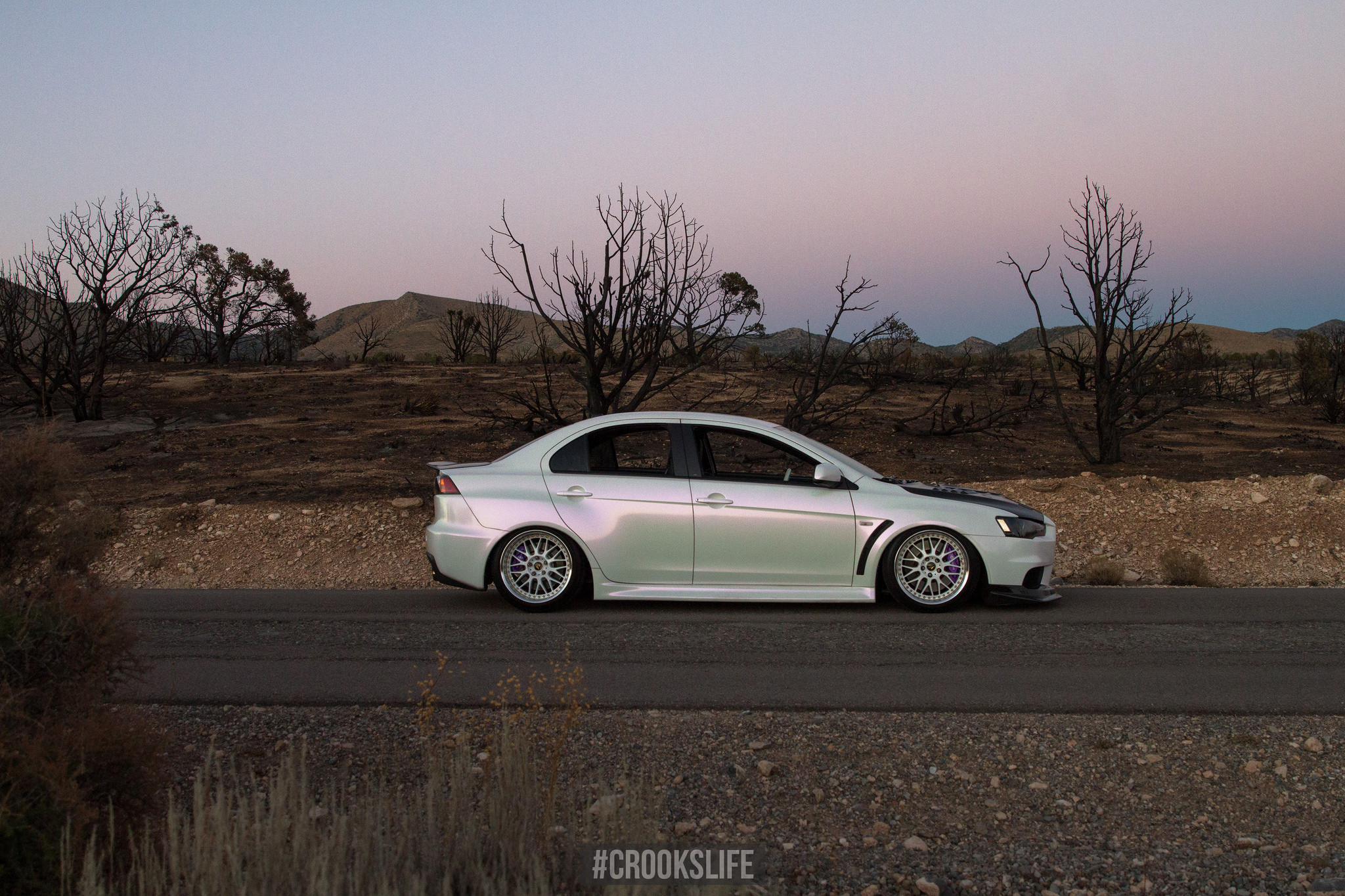 Custom Rims with Purple Brembo Brakes on Mitsubishi Lancer Evolution - Photo by Jimmy Crook