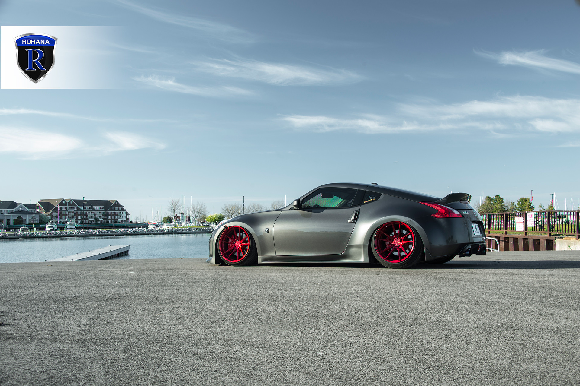 Stanced 370z on Custom Painted Rims by Rohana | CARiD.com Gallery
