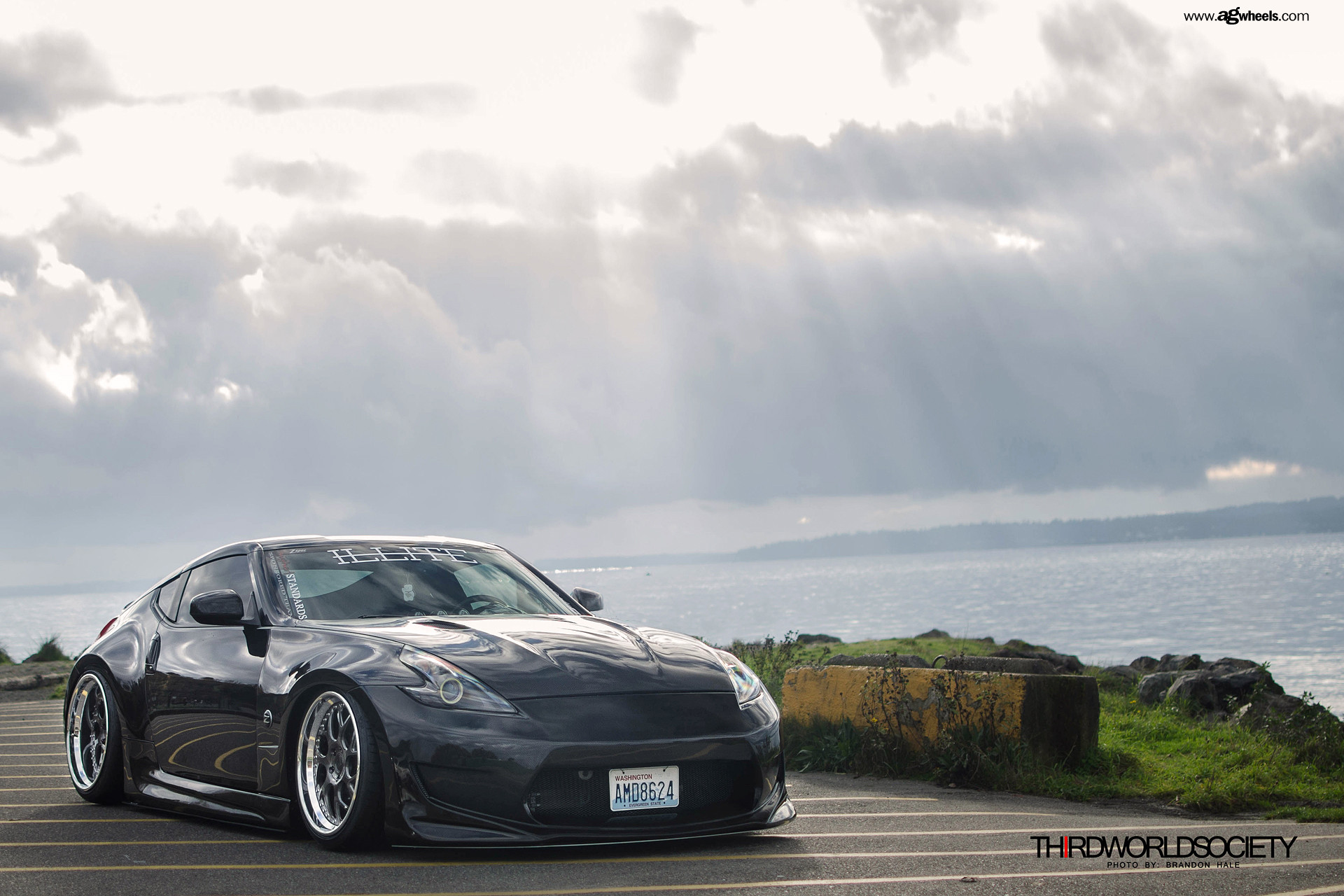 Custom Black Stanced Nissan 370Z Side Skirts - Photo by Avant Garde Wheels