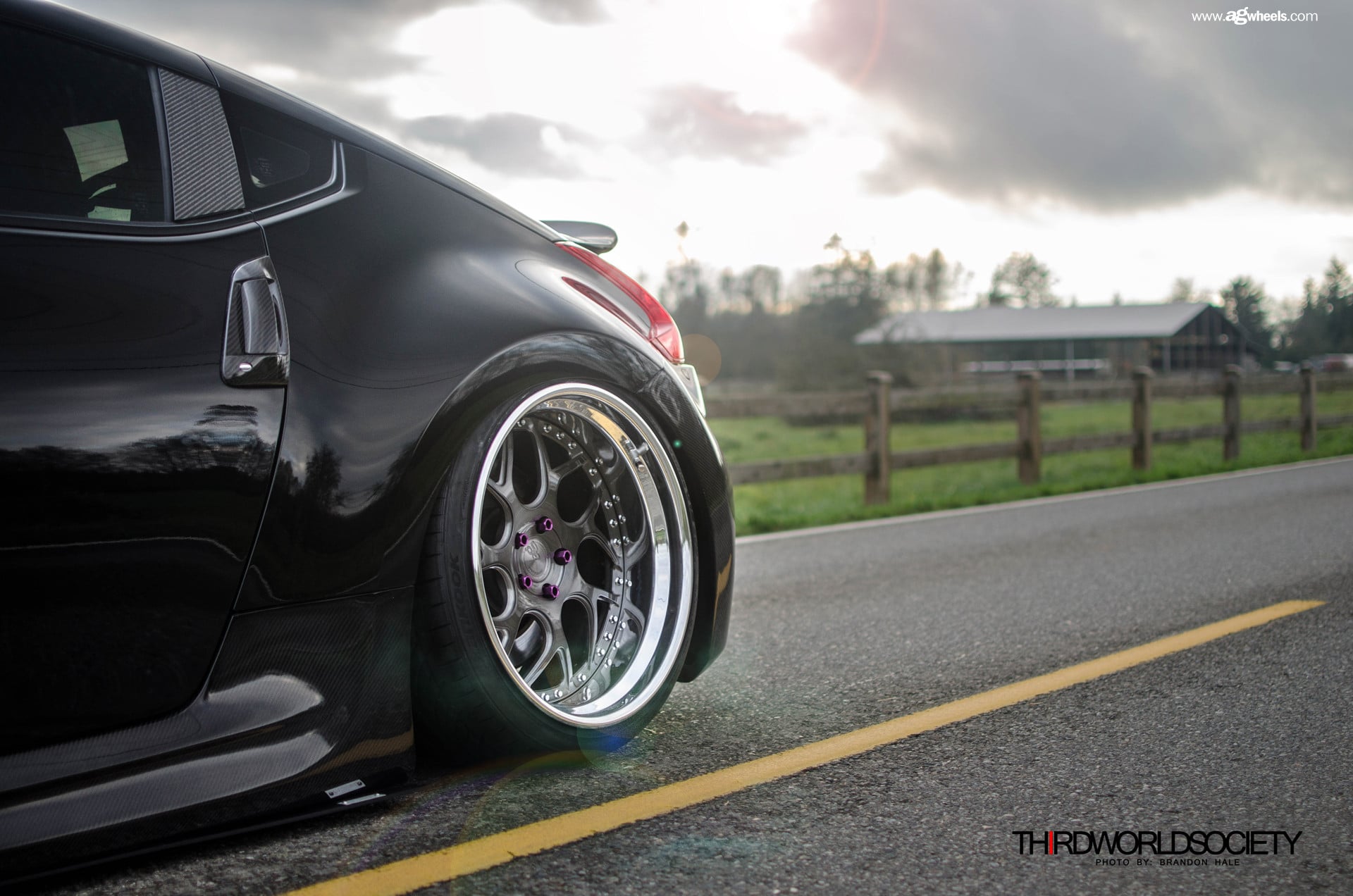 Gunmetal Avant Garde Rims on Black Nissan 370Z - Photo by Avant Garde Wheels