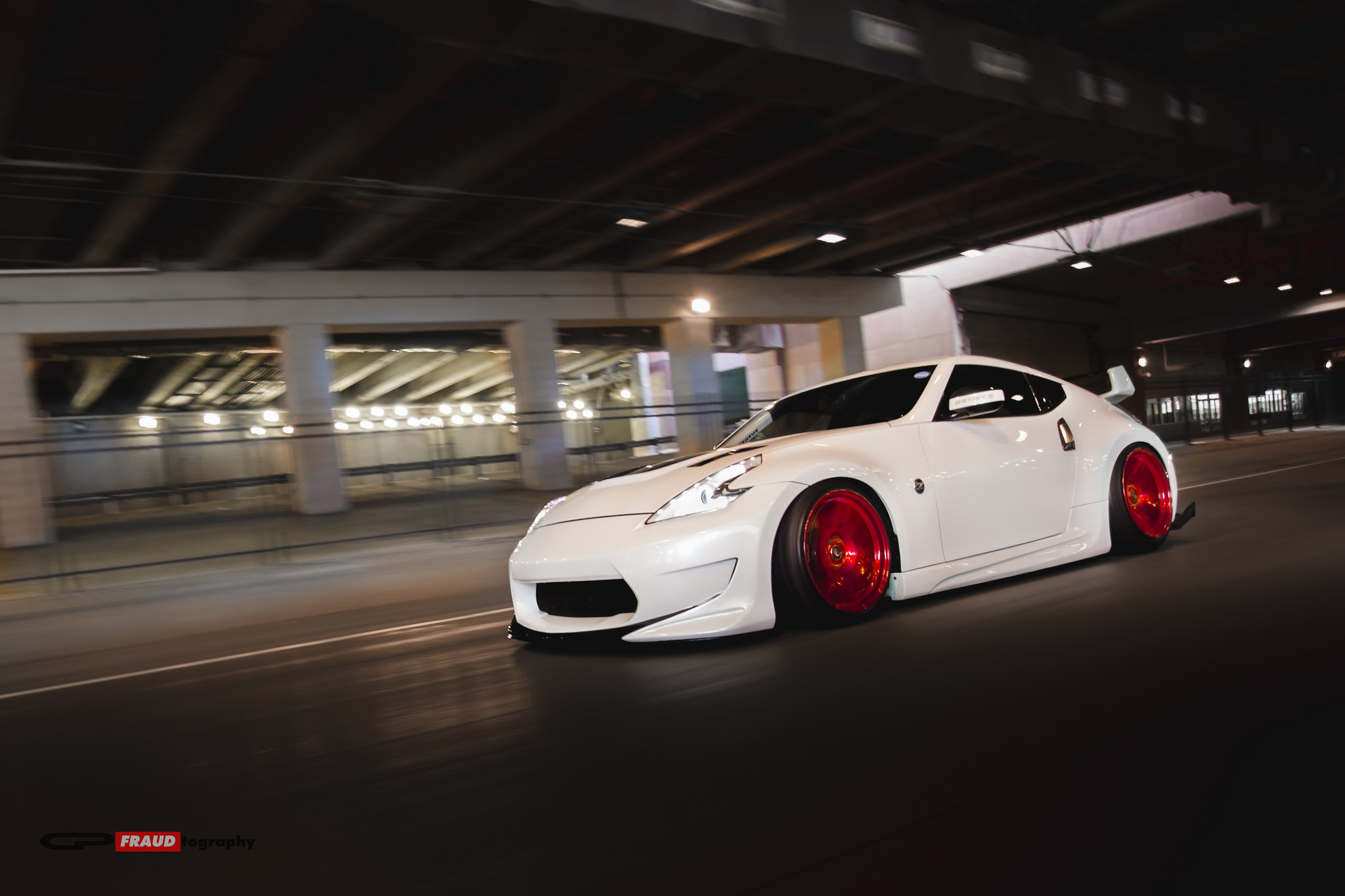 White Nissan 370Z with Rear Lip Spoiler - Photo by MNL Photography